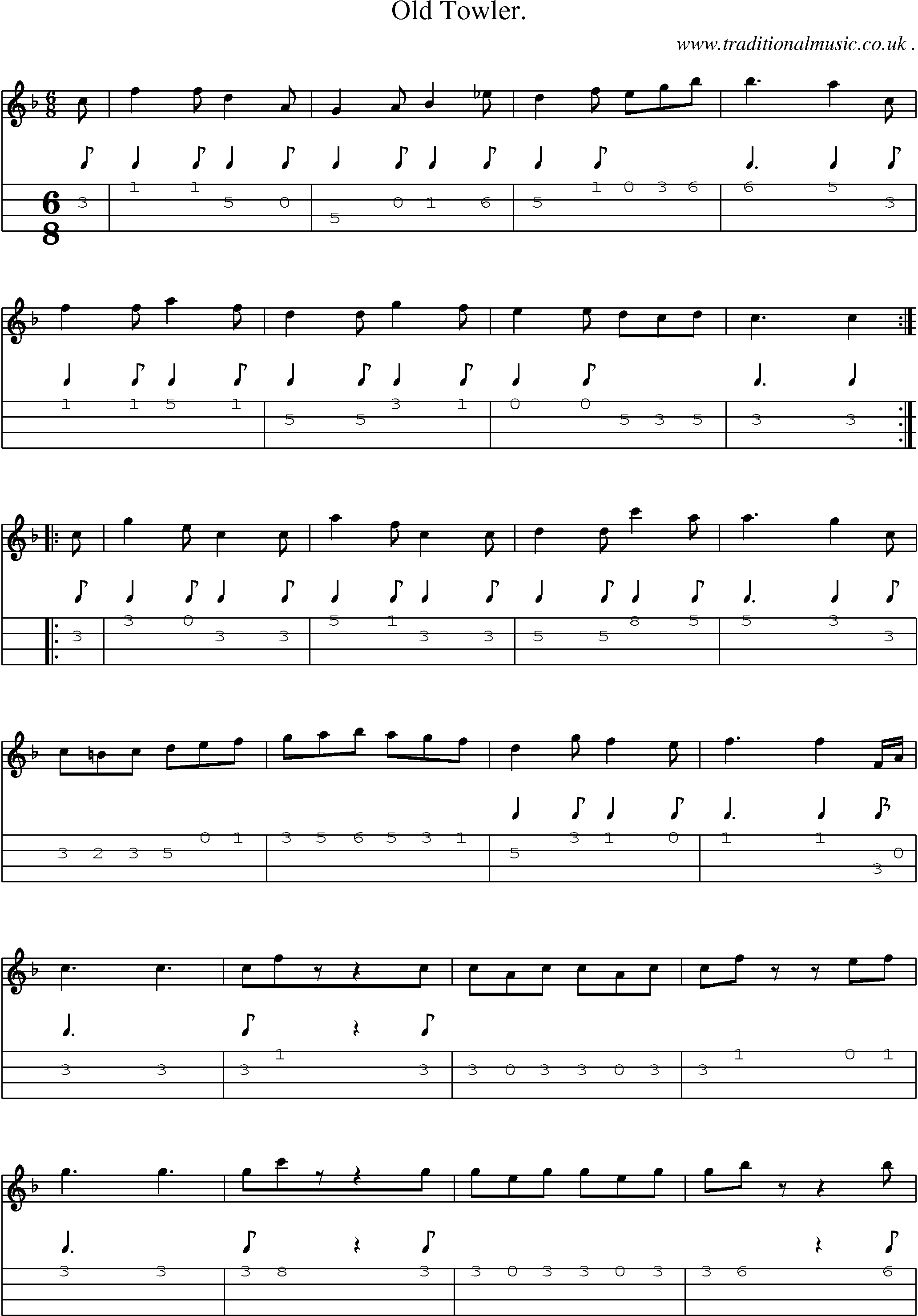 Sheet-Music and Mandolin Tabs for Old Towler 