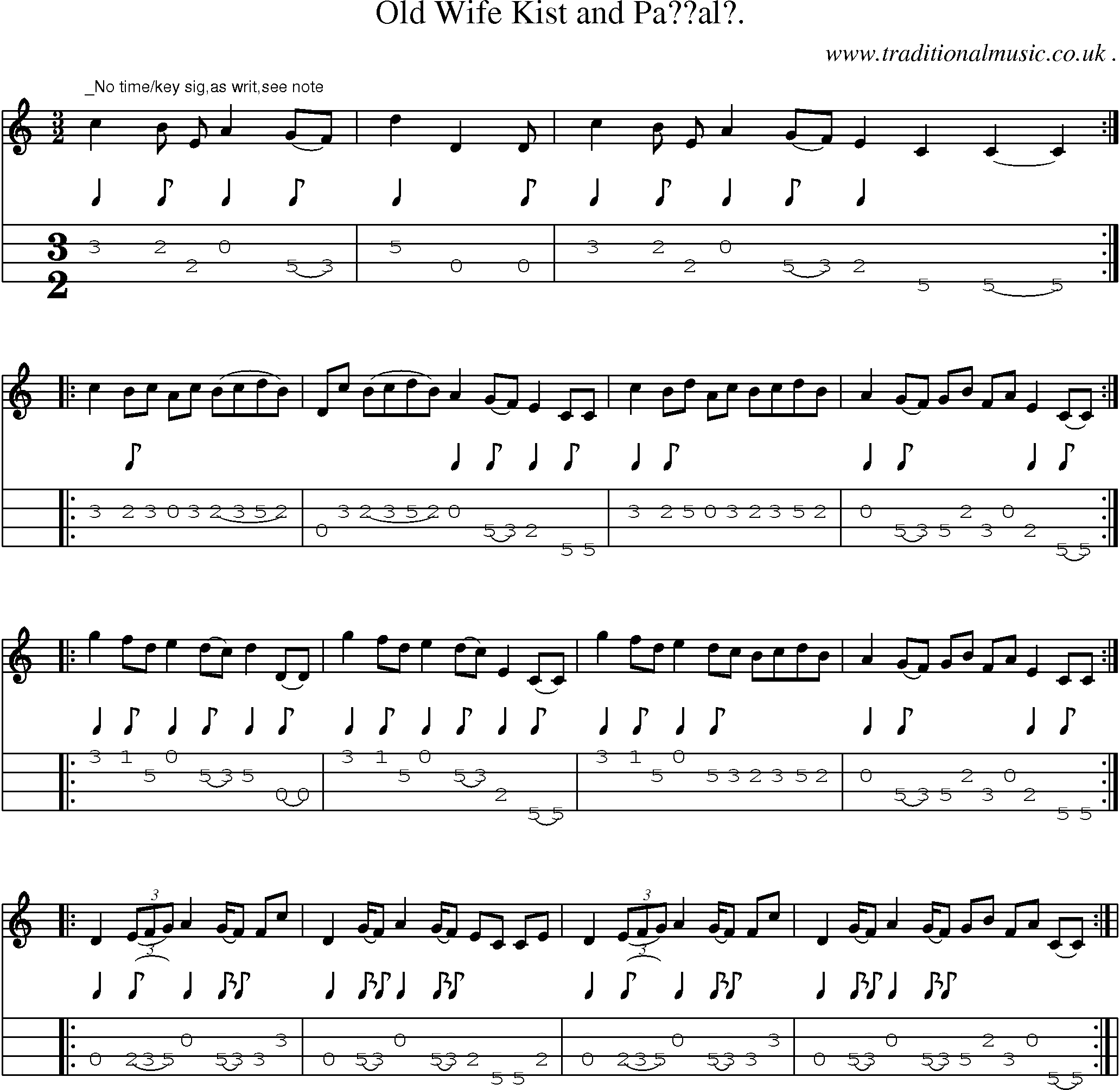 Sheet-Music and Mandolin Tabs for Old Wife Kist And Paal
