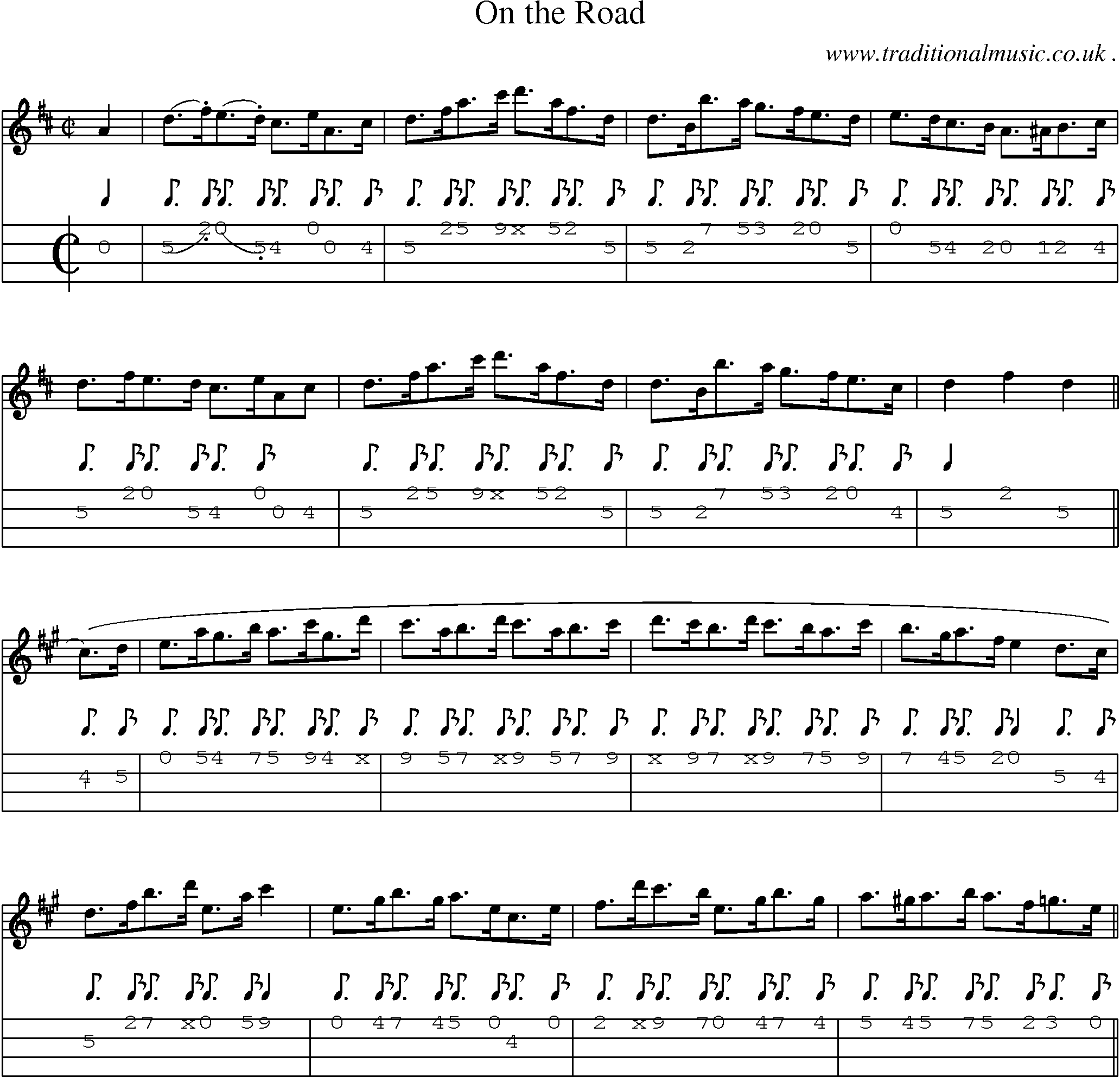 Sheet-Music and Mandolin Tabs for On The Road