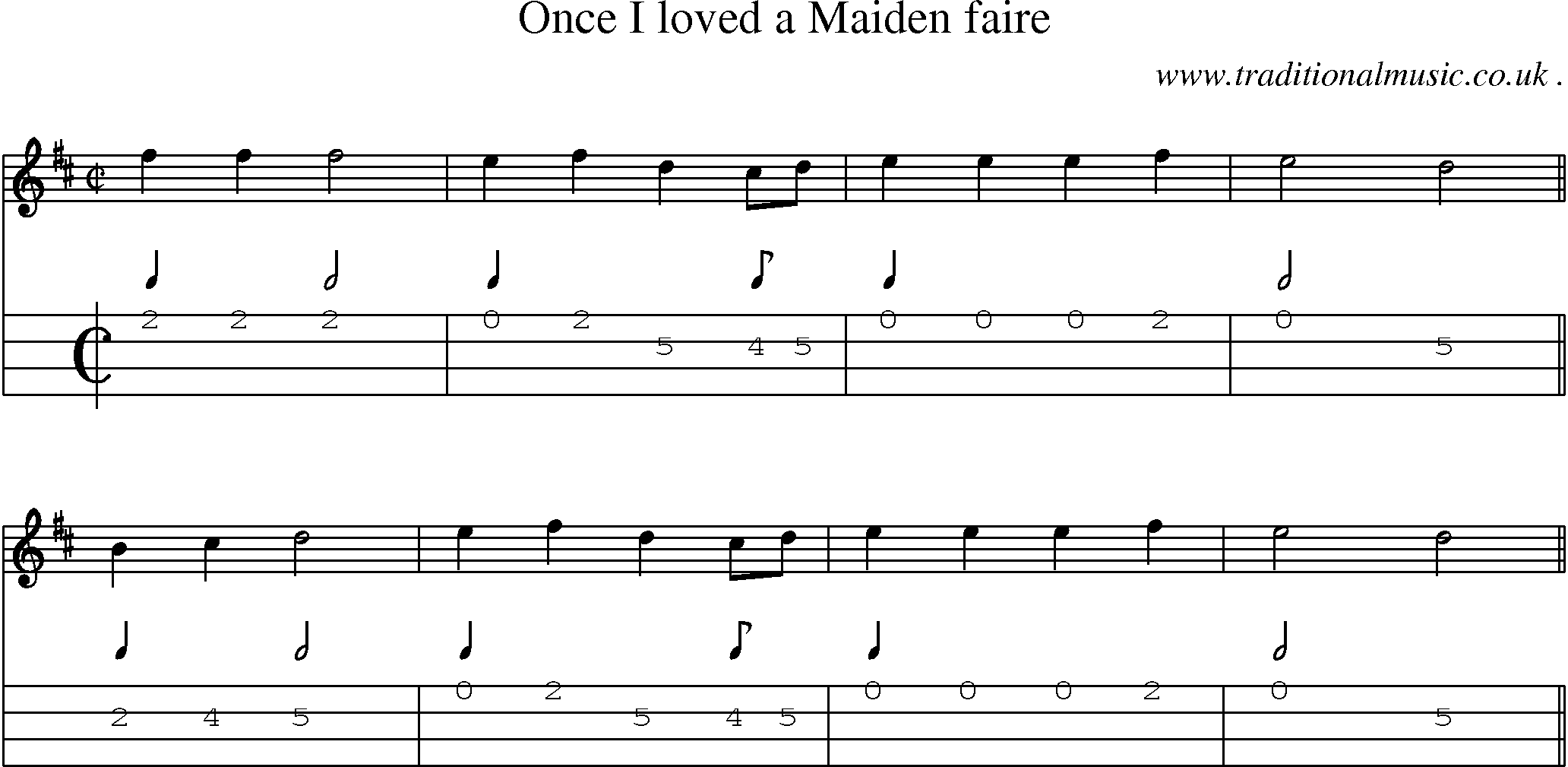 Sheet-Music and Mandolin Tabs for Once I Loved A Maiden Faire