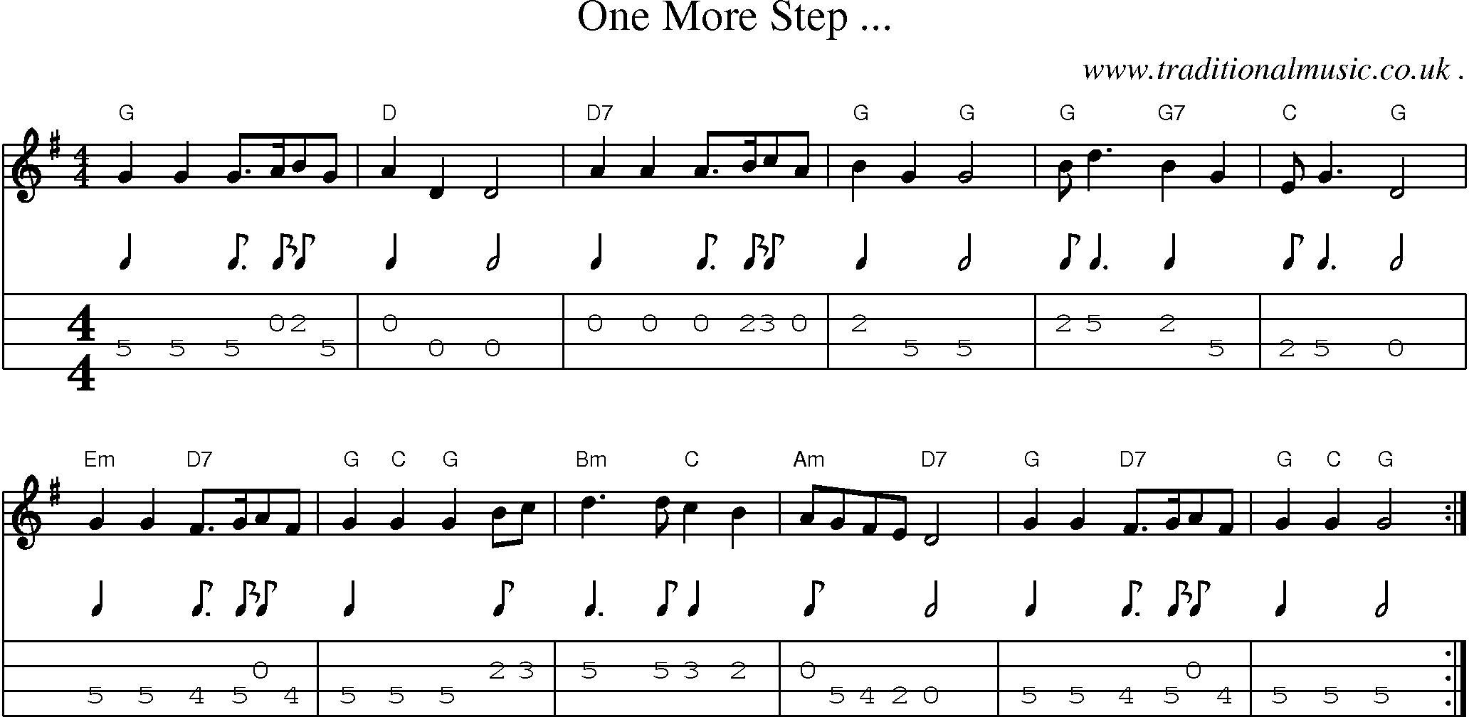 Sheet-Music and Mandolin Tabs for One More Step