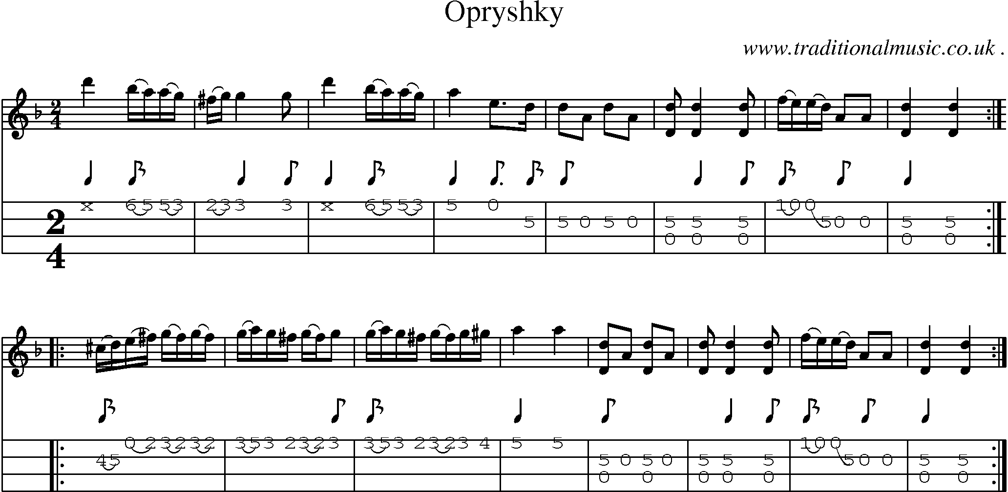 Sheet-Music and Mandolin Tabs for Opryshky