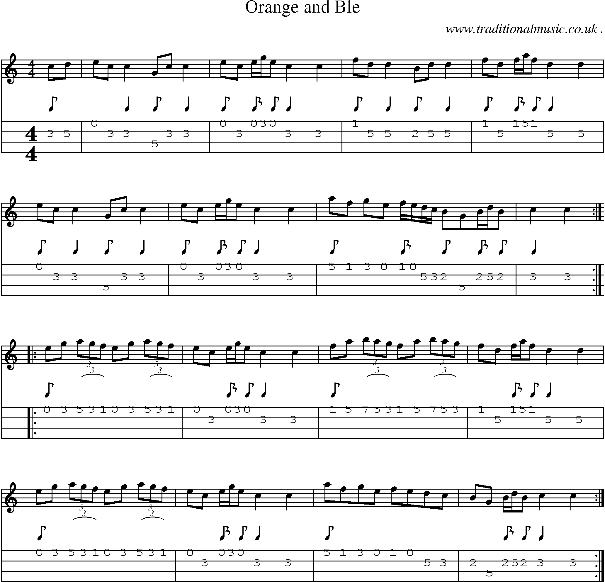 Sheet-Music and Mandolin Tabs for Orange And Ble