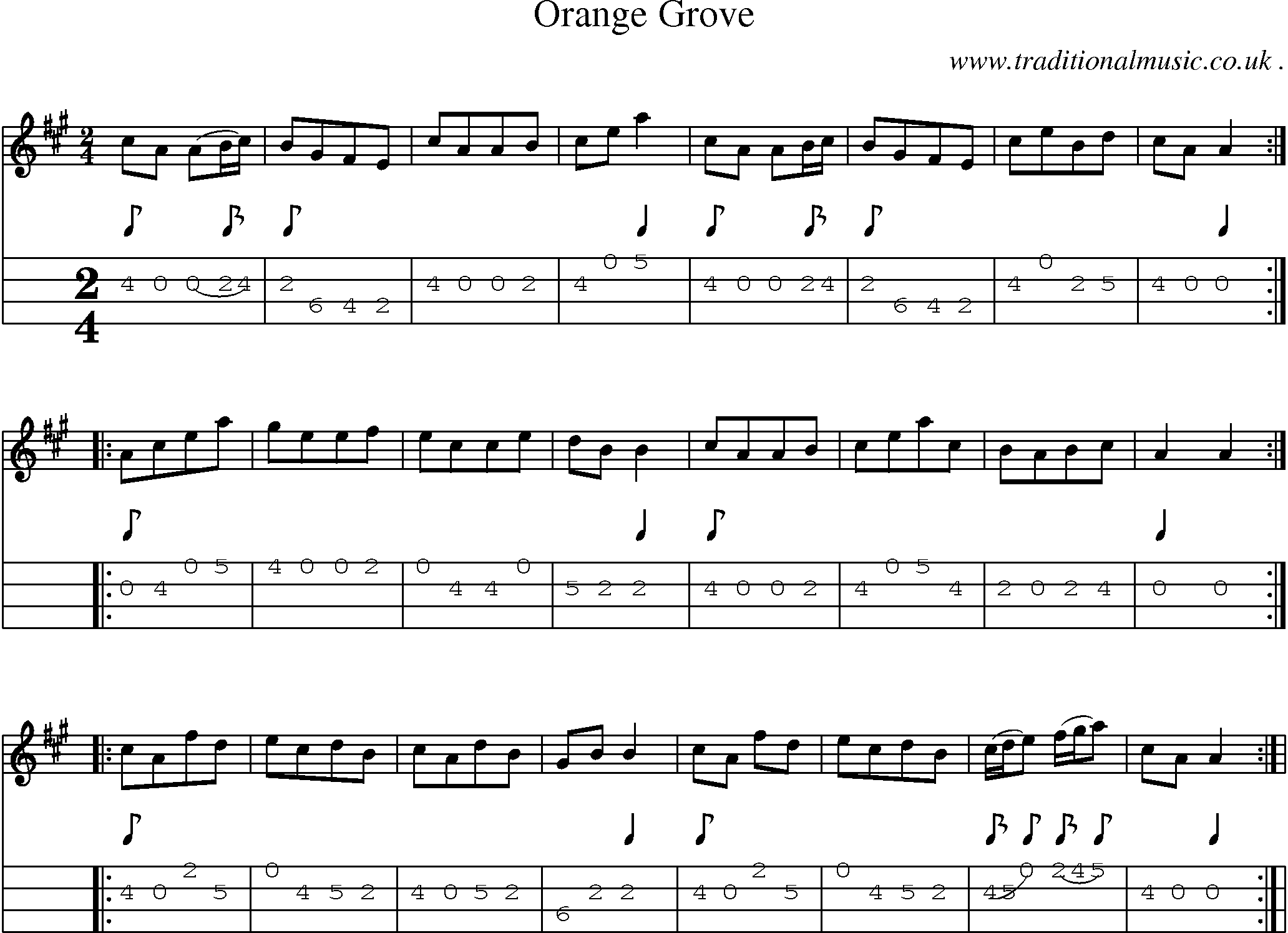 Sheet-Music and Mandolin Tabs for Orange Grove