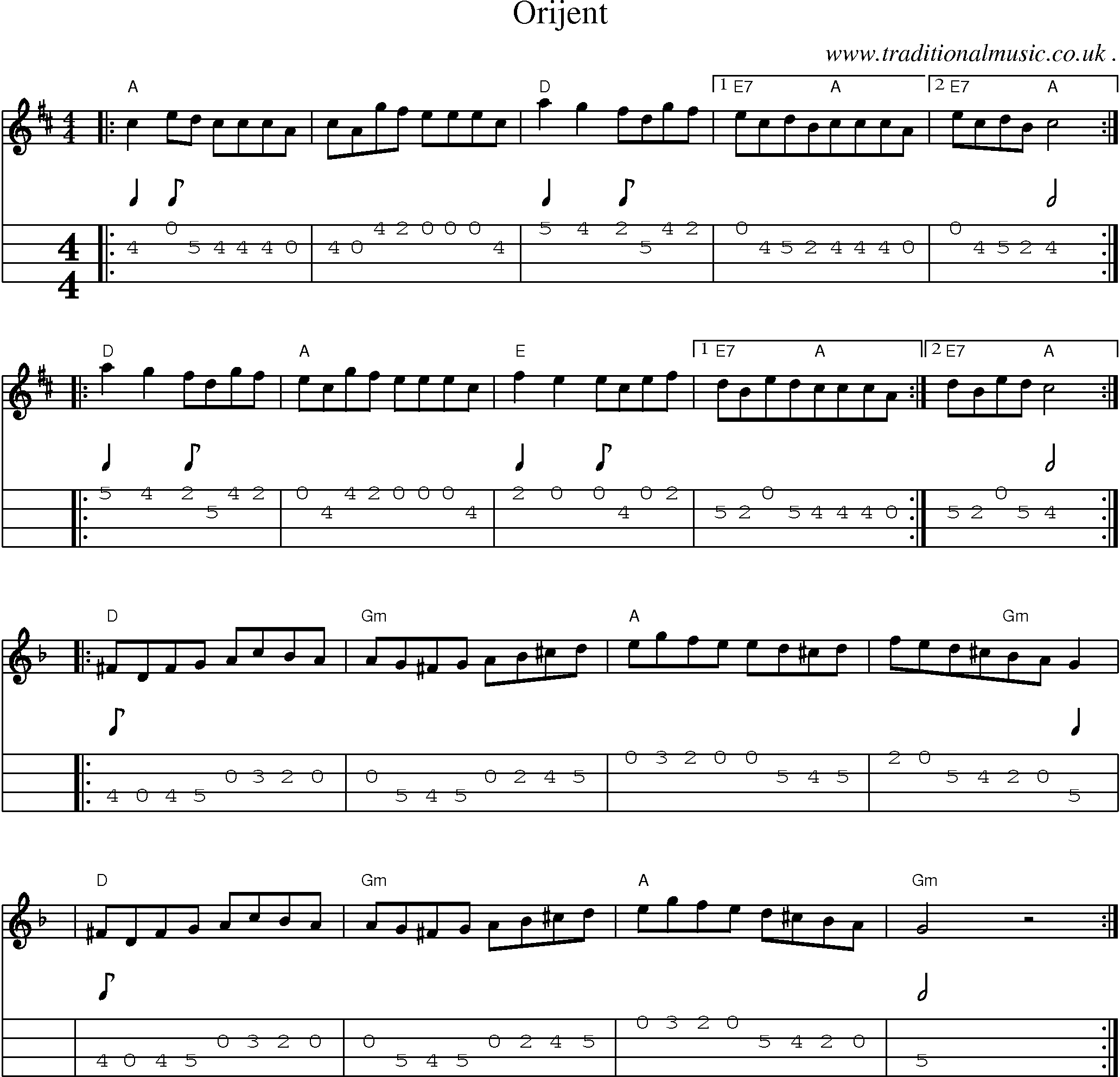 Sheet-Music and Mandolin Tabs for Orijent