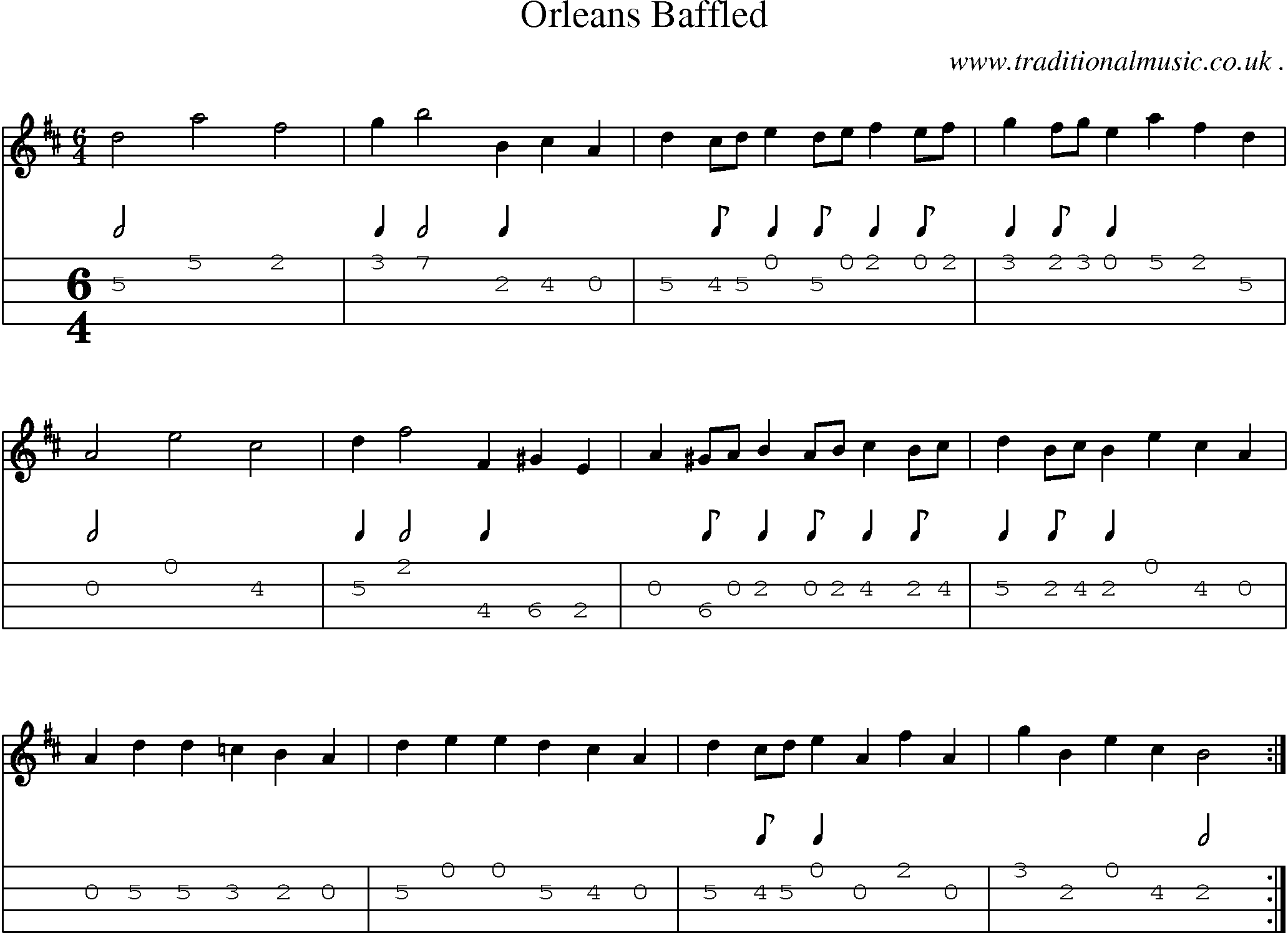 Sheet-Music and Mandolin Tabs for Orleans Baffled
