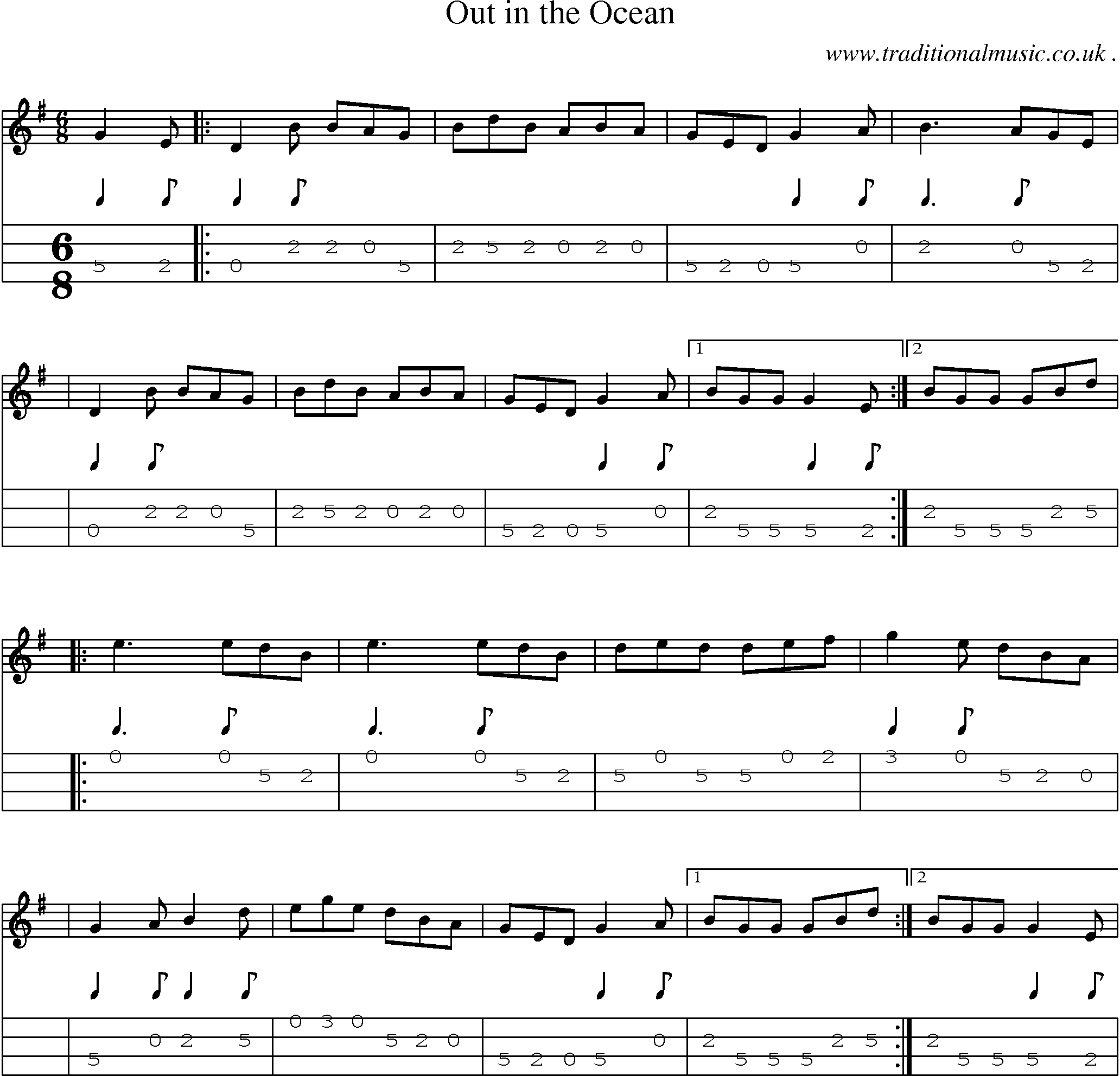Sheet-Music and Mandolin Tabs for Out In The Ocean