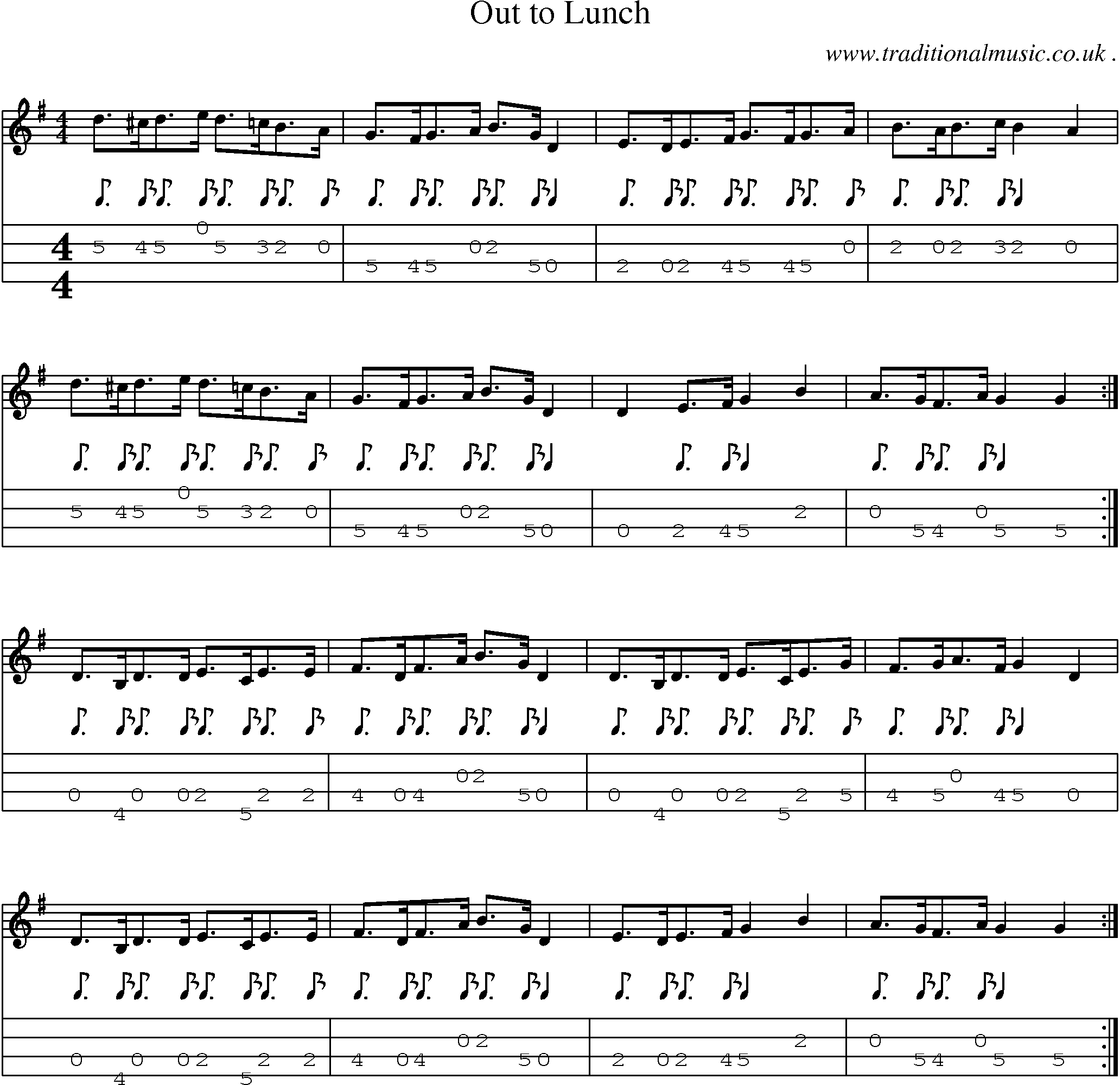 Sheet-Music and Mandolin Tabs for Out To Lunch
