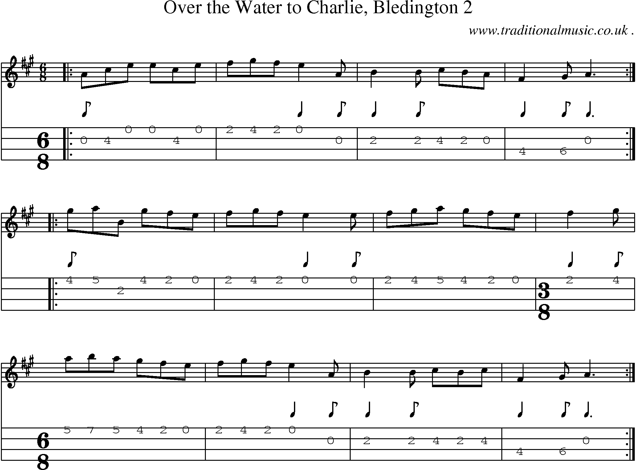 Sheet-Music and Mandolin Tabs for Over The Water To Charlie Bledington 2