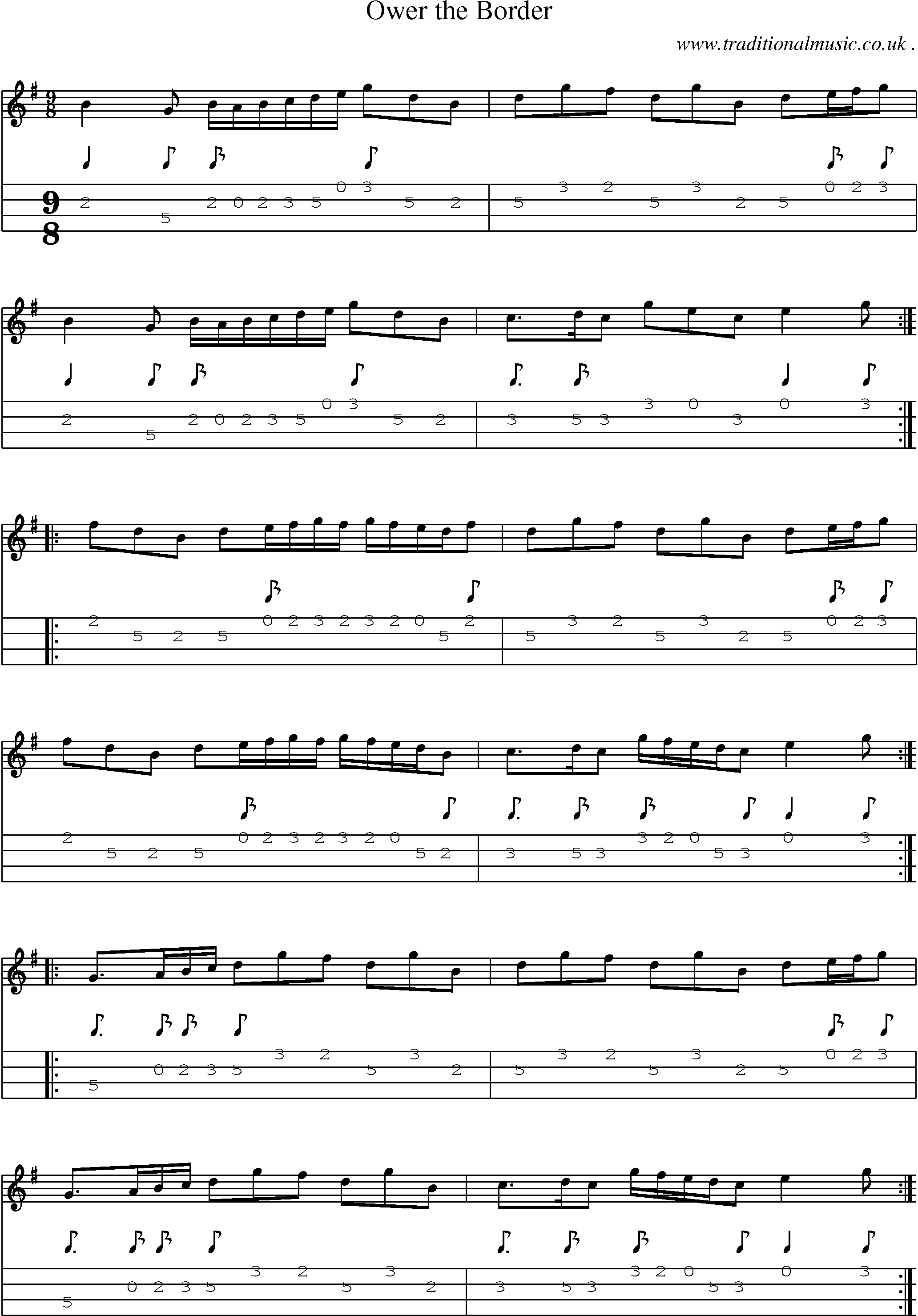 Sheet-Music and Mandolin Tabs for Ower The Border