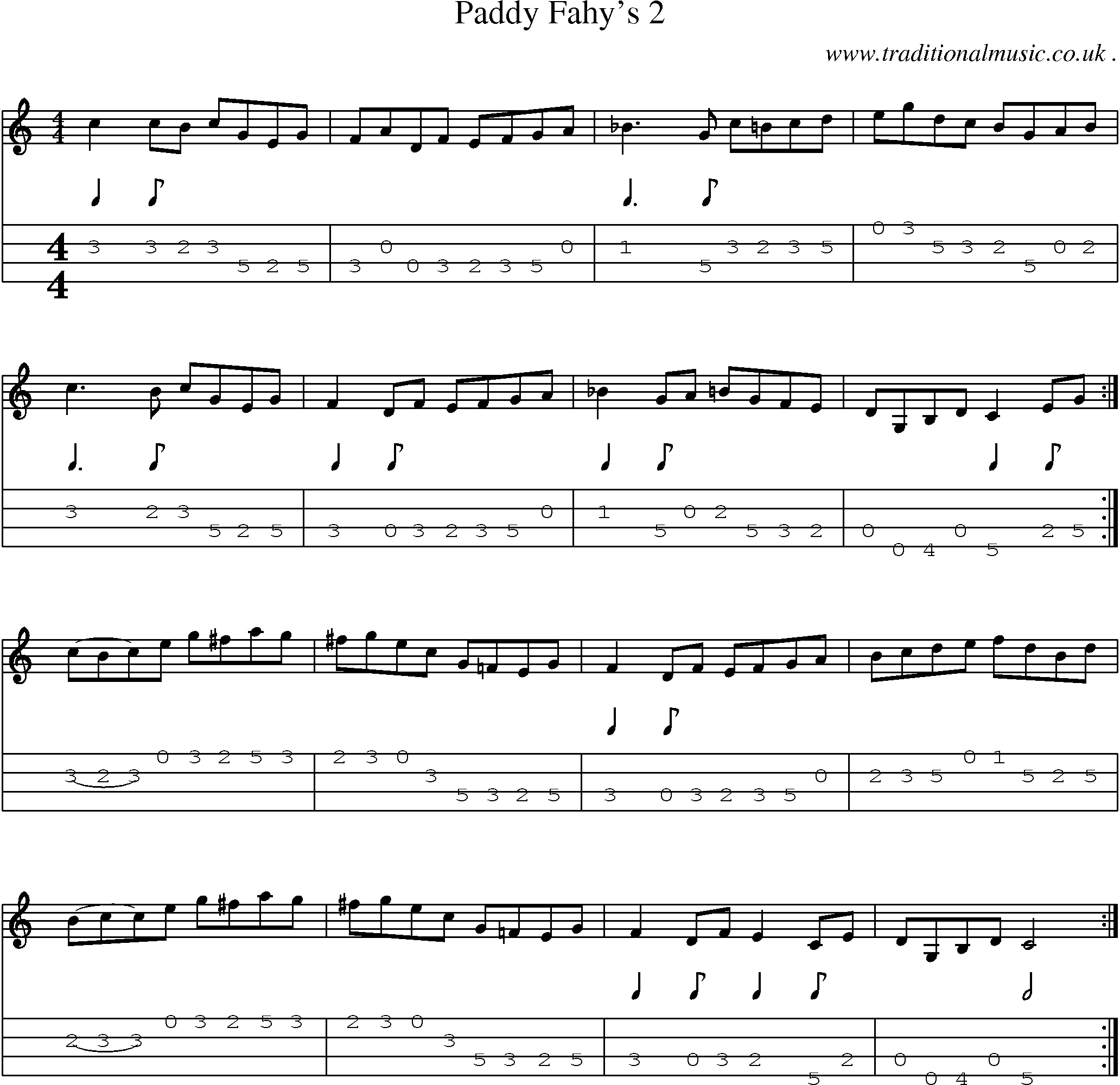 Sheet-Music and Mandolin Tabs for Paddy Fahys 2