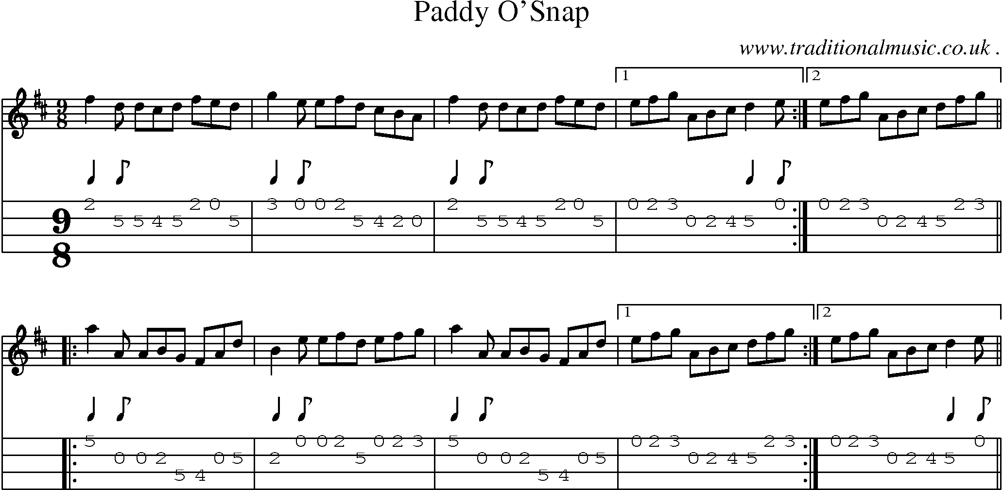 Sheet-Music and Mandolin Tabs for Paddy Osnap