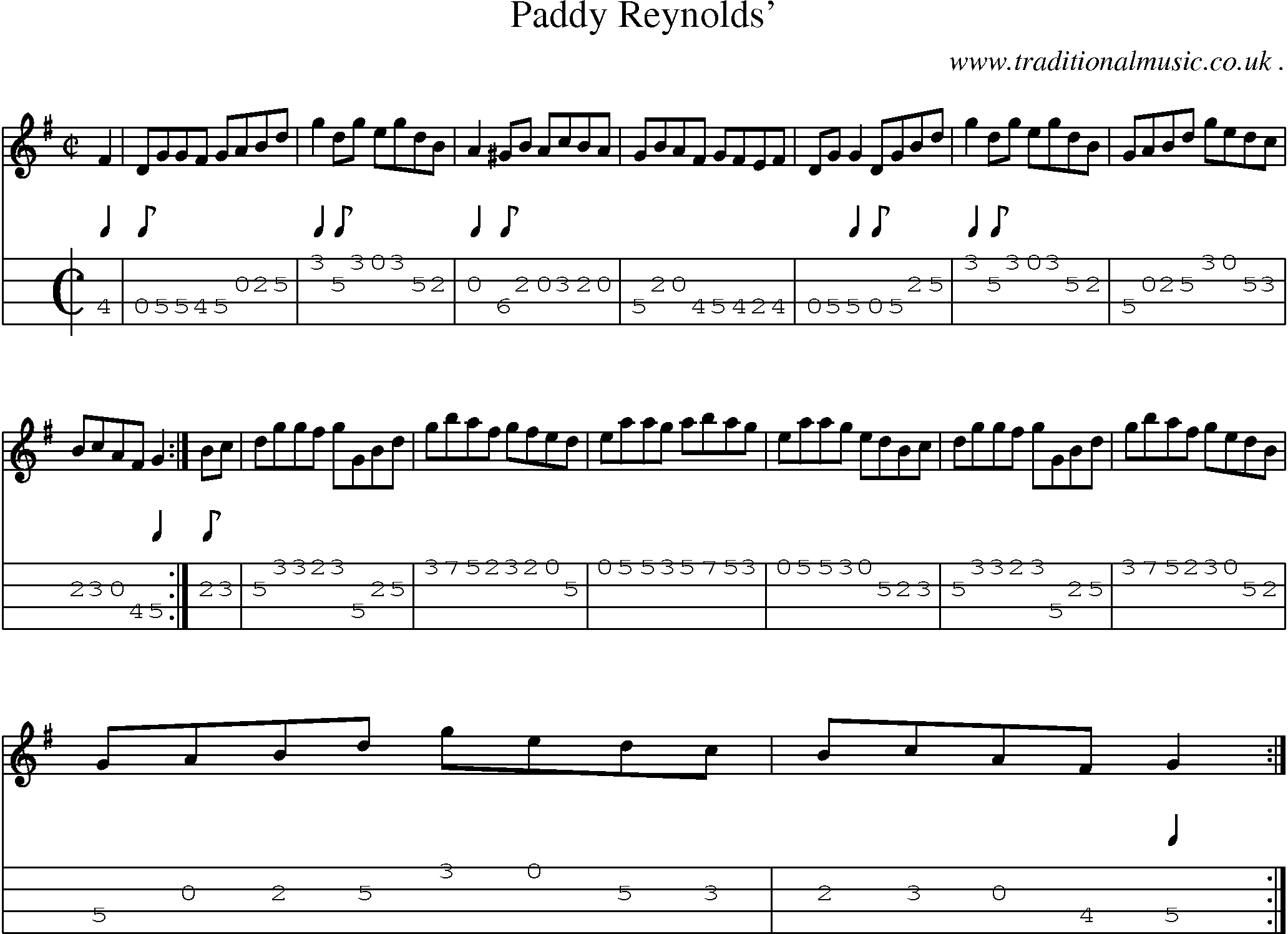 Sheet-Music and Mandolin Tabs for Paddy Reynolds