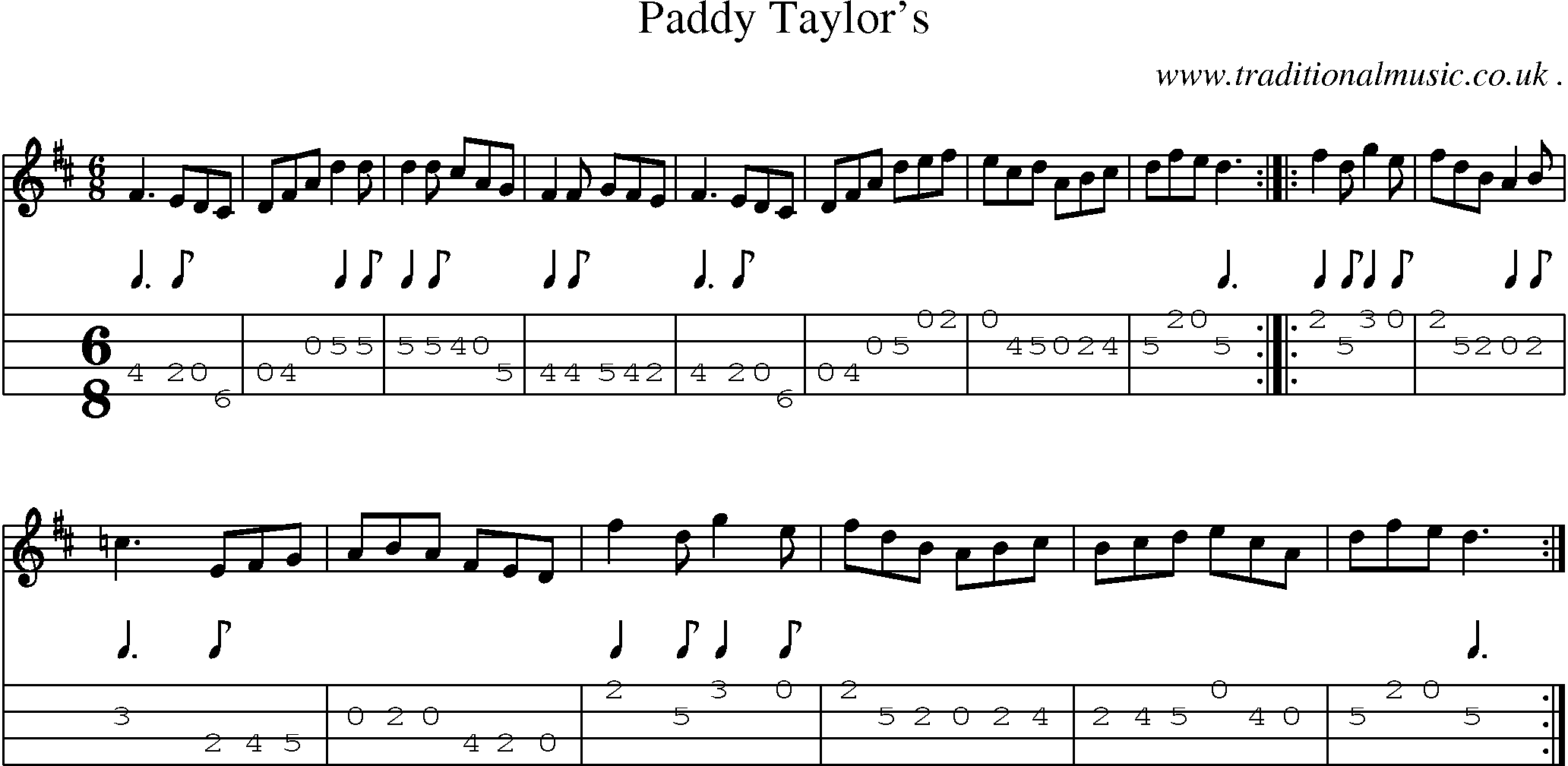 Sheet-Music and Mandolin Tabs for Paddy Taylor