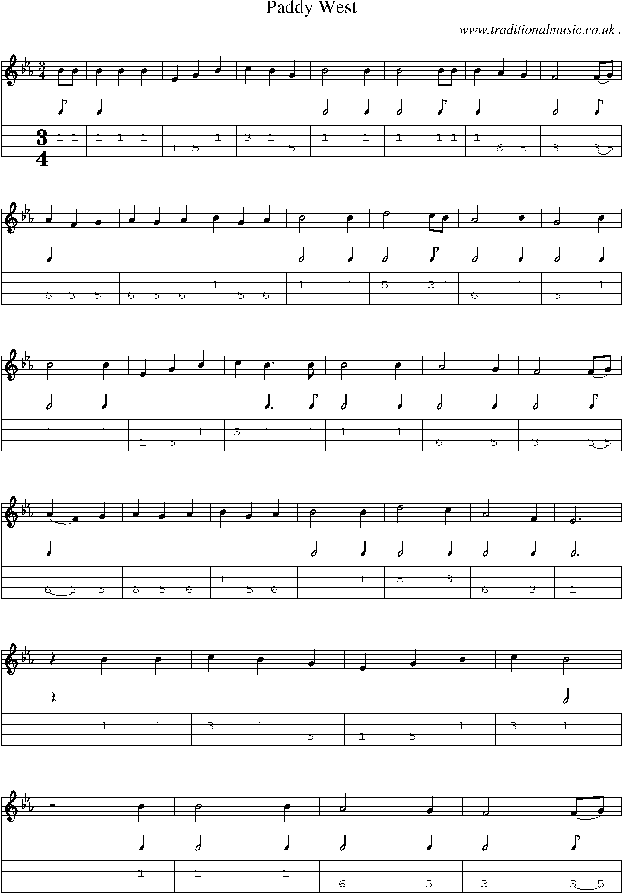Sheet-Music and Mandolin Tabs for Paddy West