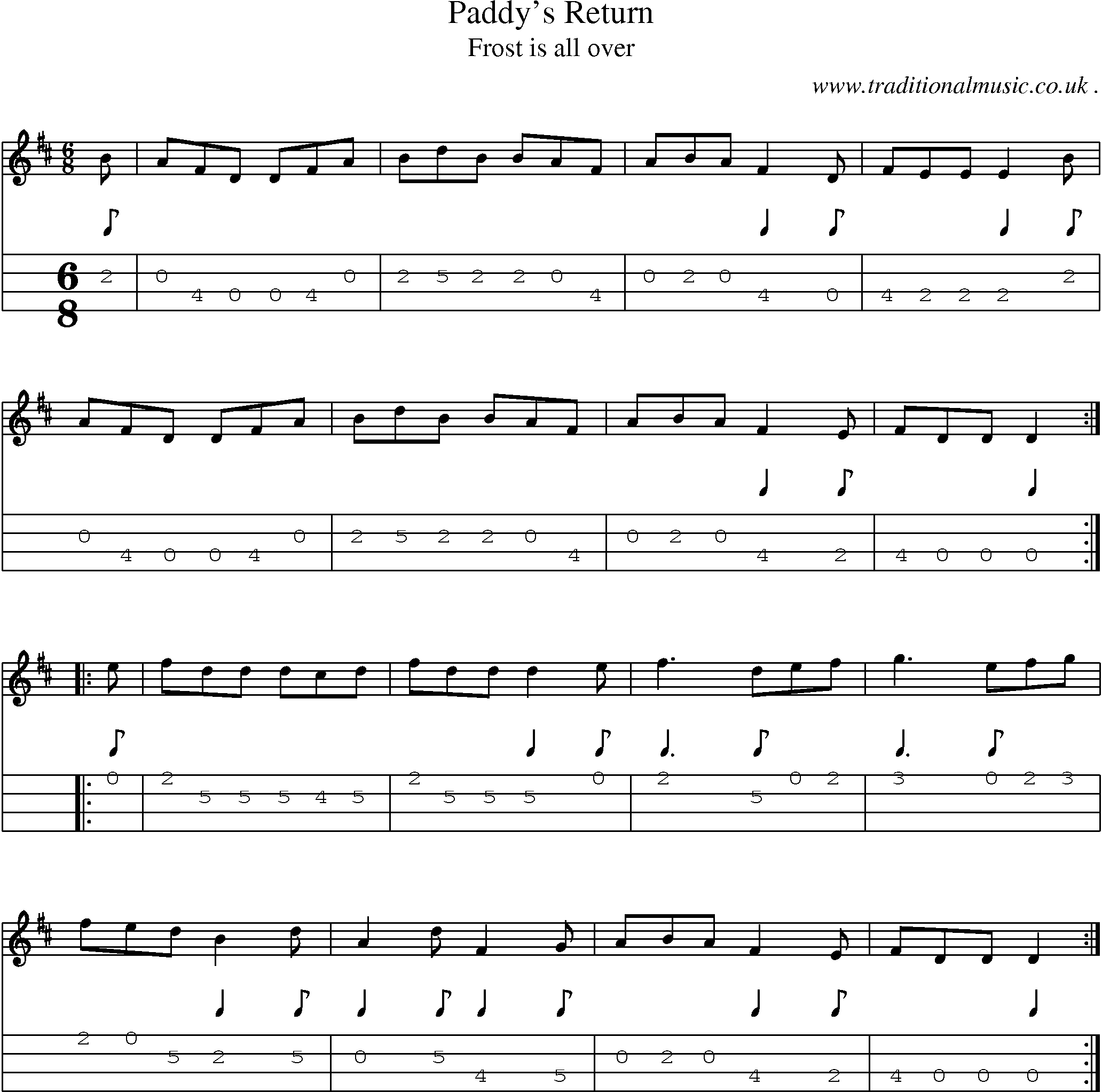 Sheet-Music and Mandolin Tabs for Paddys Return