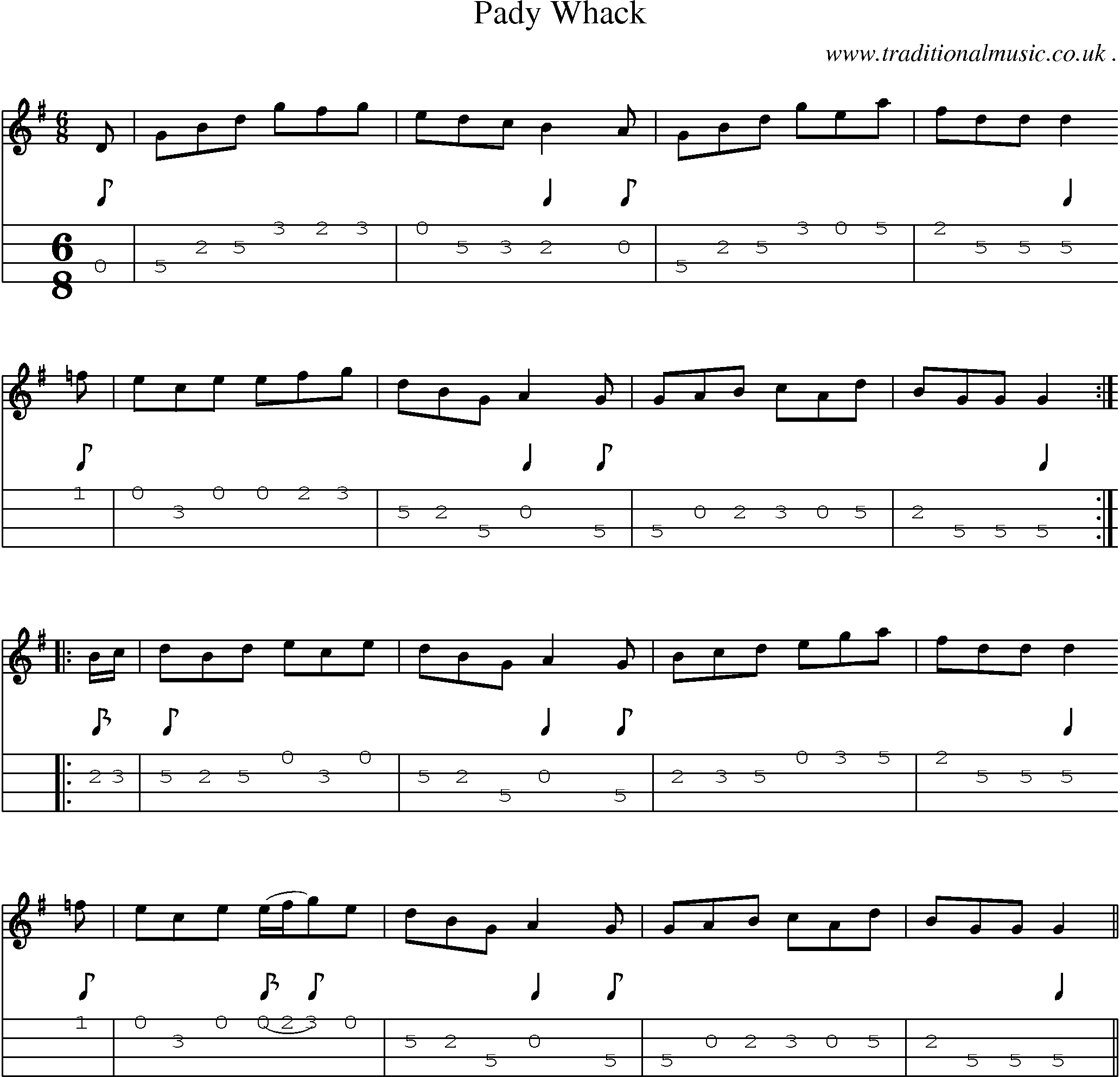 Sheet-Music and Mandolin Tabs for Pady Whack