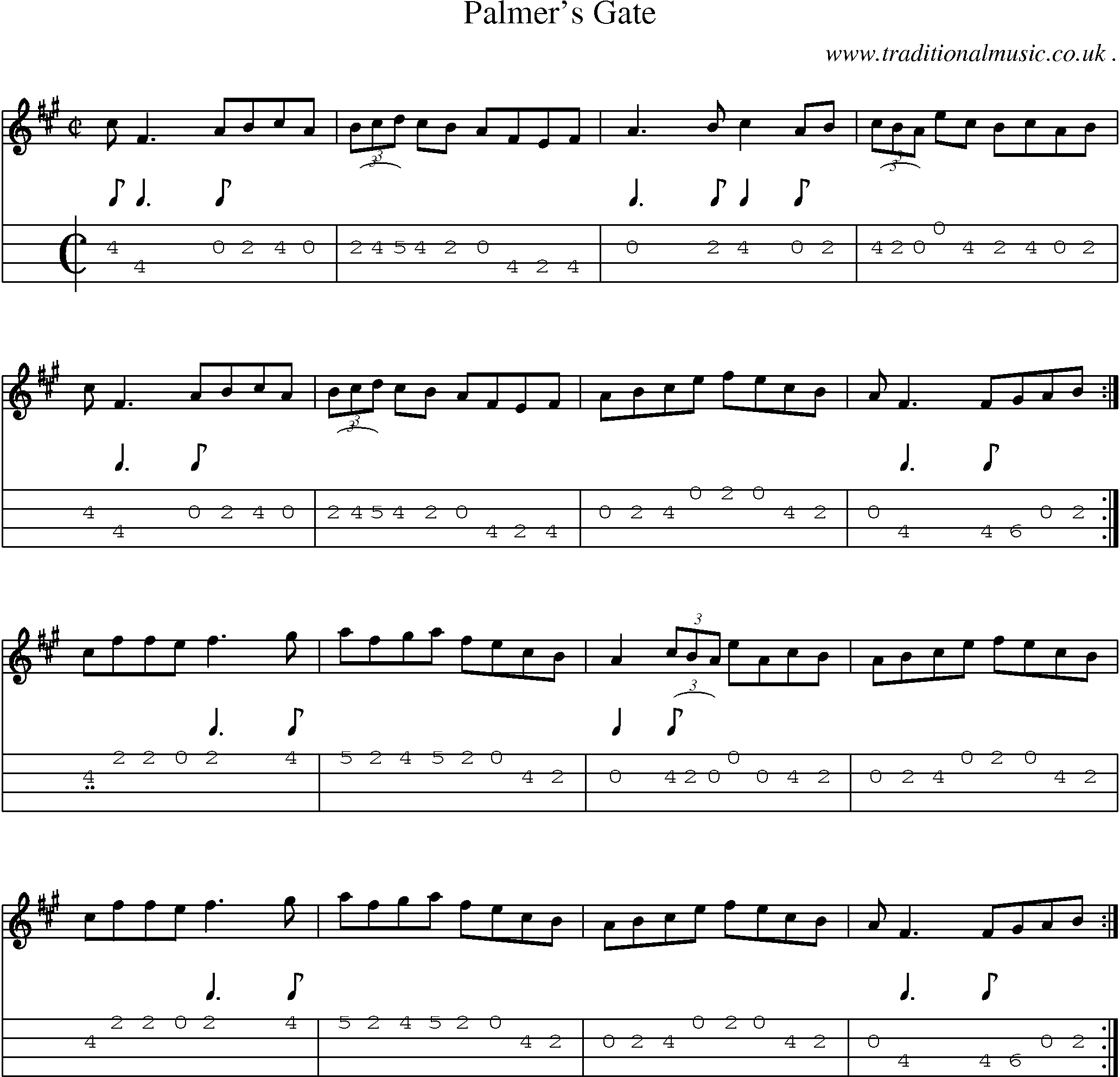 Sheet-Music and Mandolin Tabs for Palmers Gate