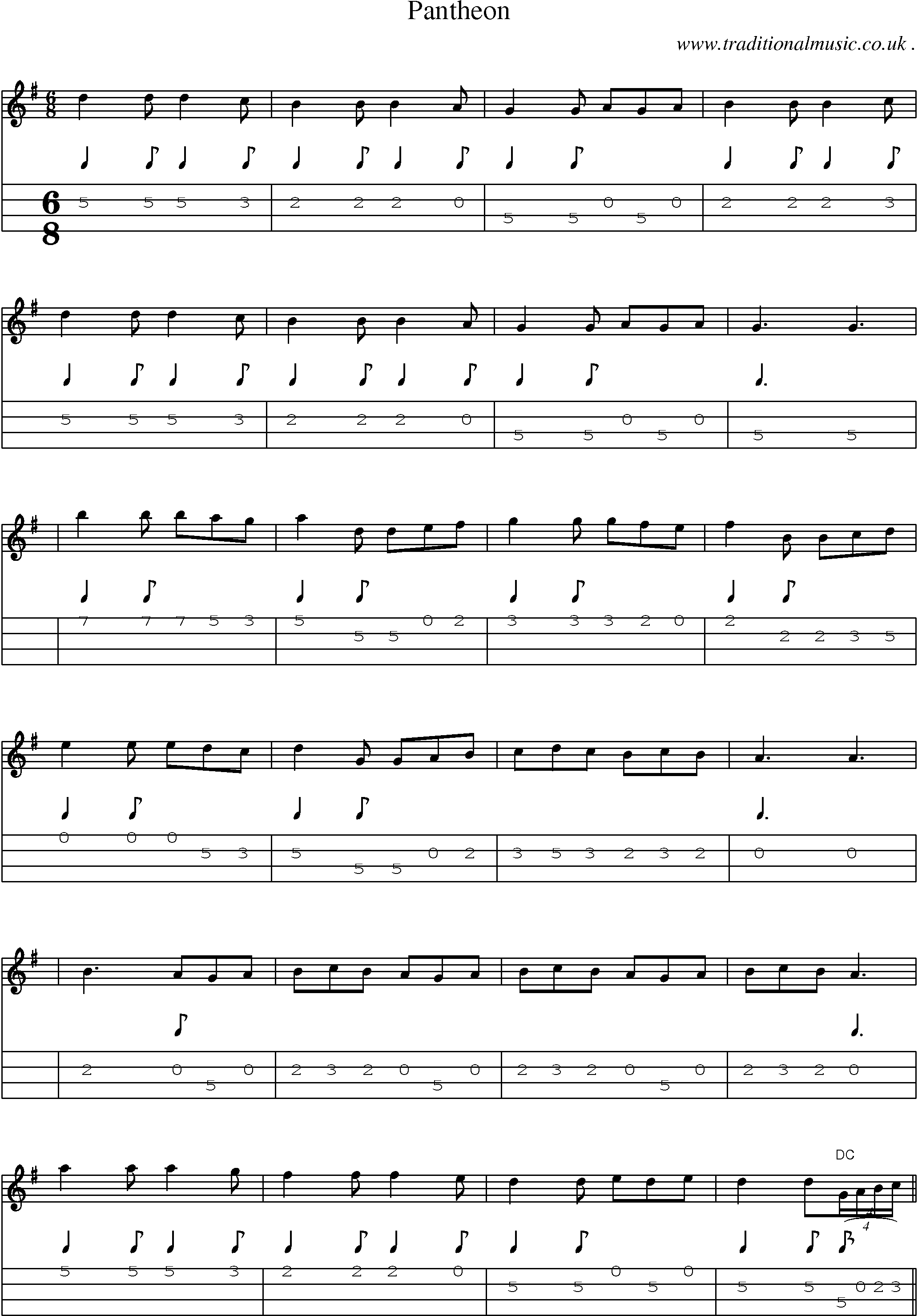Sheet-Music and Mandolin Tabs for Pantheon