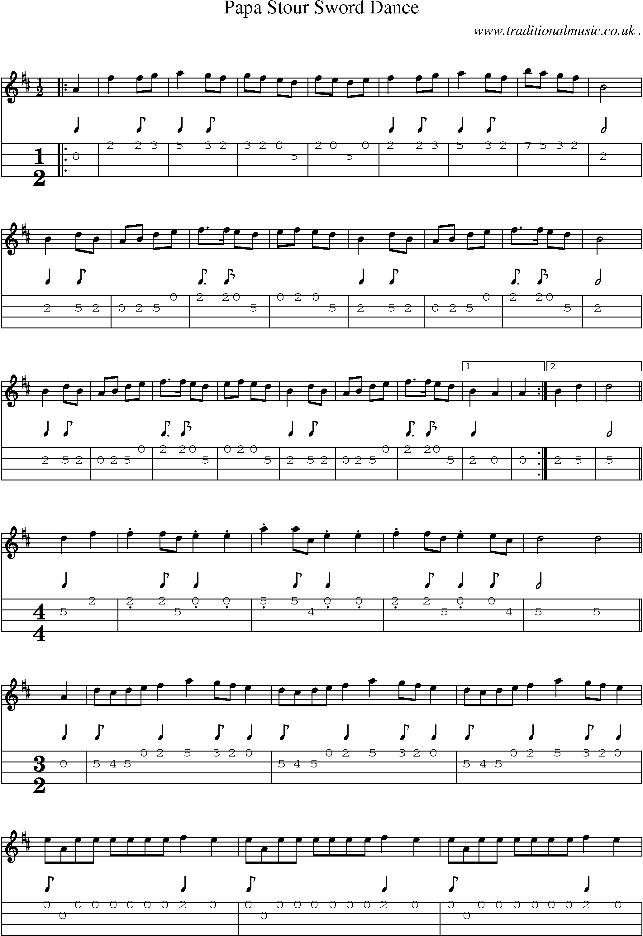 Sheet-Music and Mandolin Tabs for Papa Stour Sword Dance
