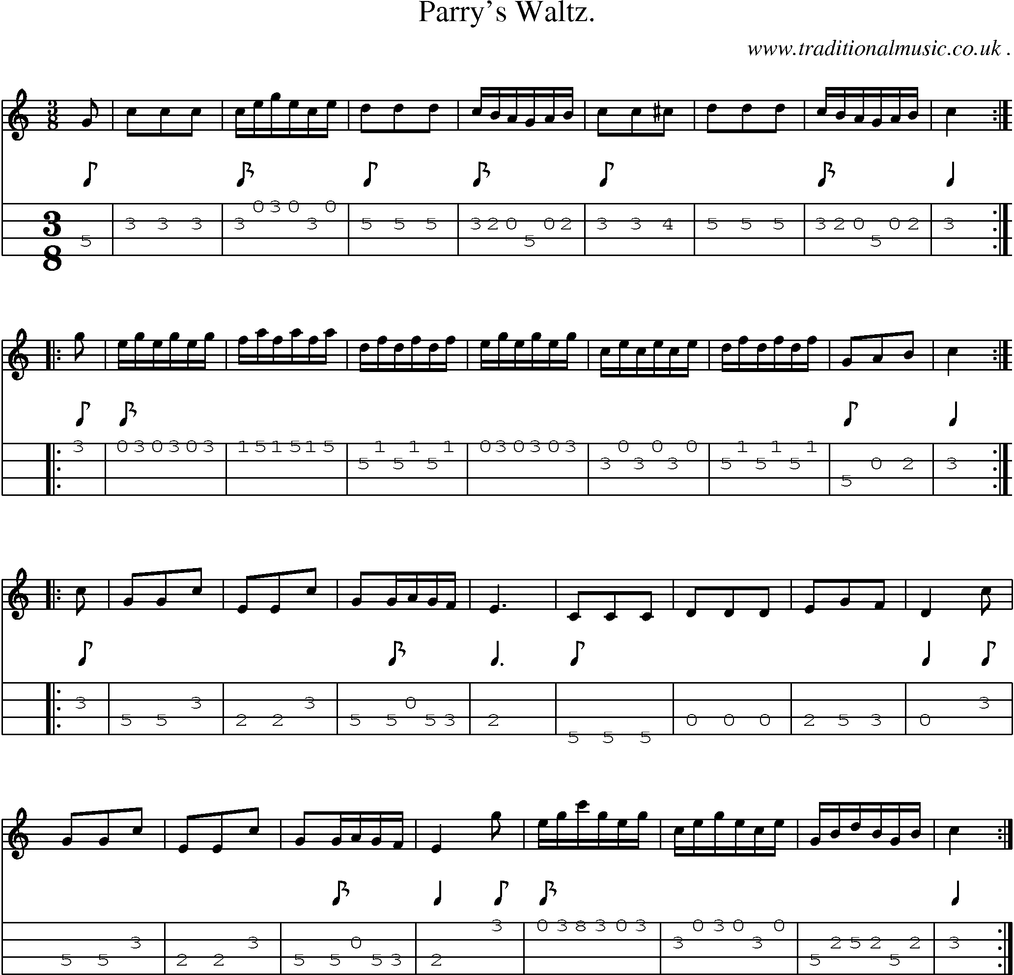 Sheet-Music and Mandolin Tabs for Parrys Waltz