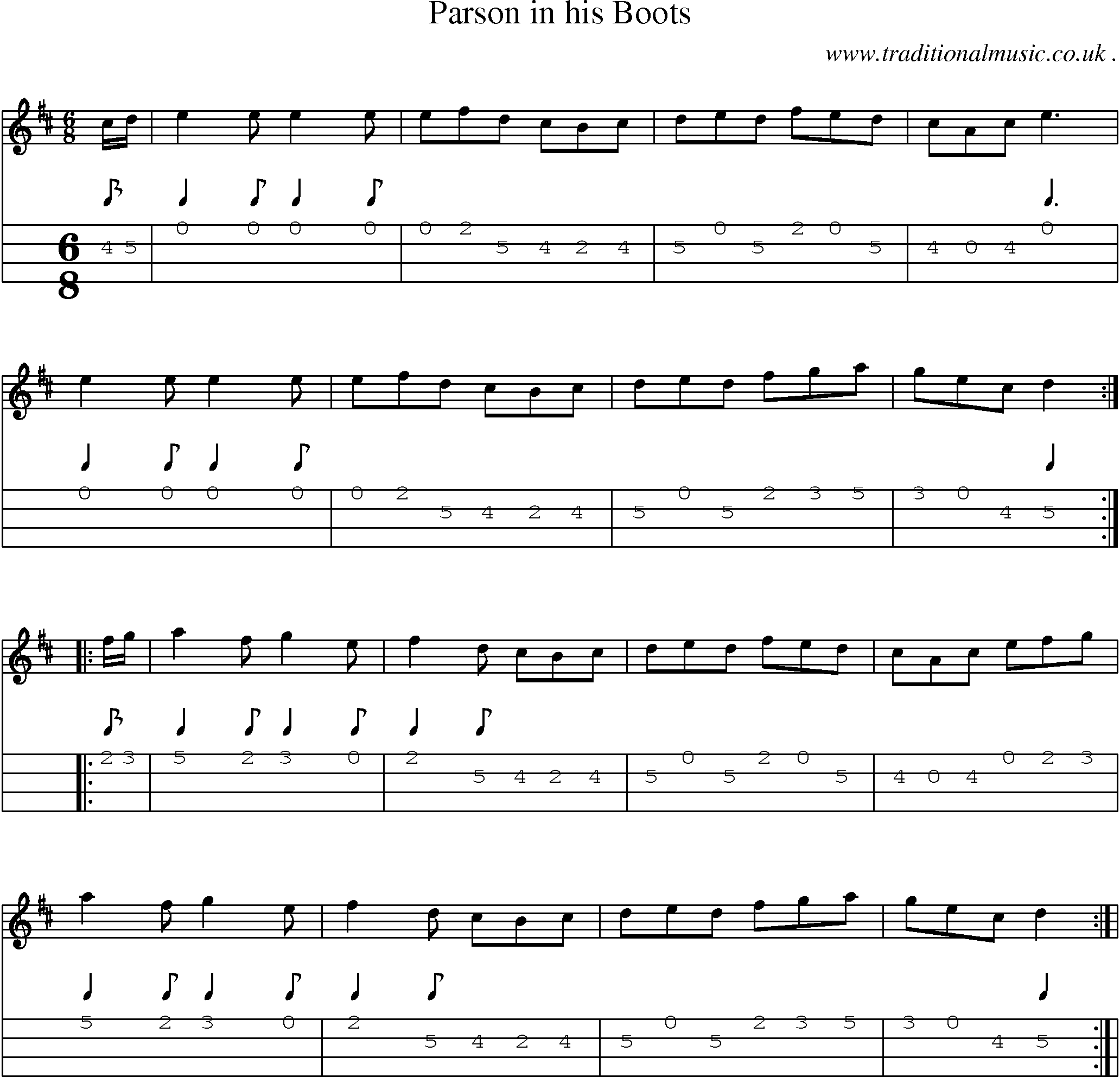 Sheet-Music and Mandolin Tabs for Parson In His Boots