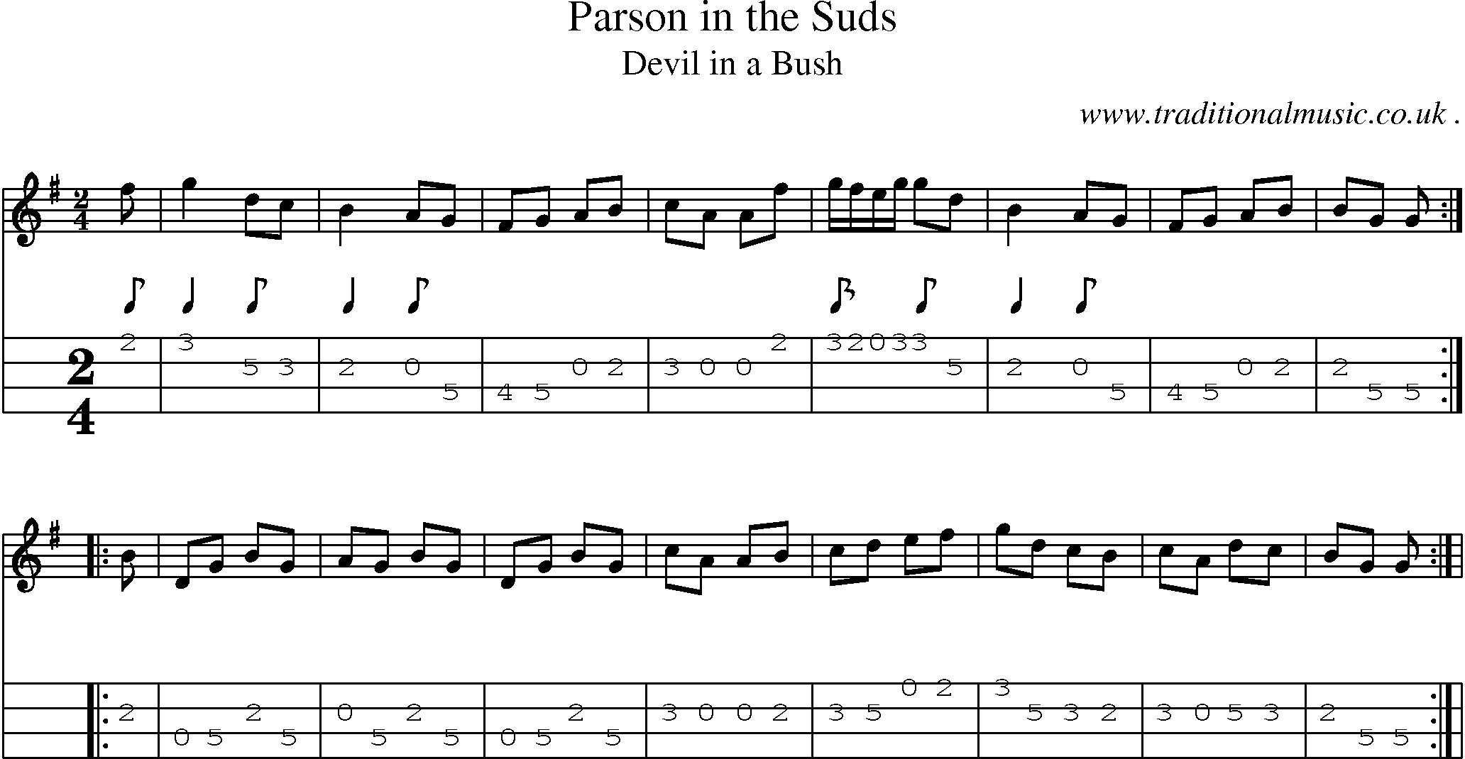Sheet-Music and Mandolin Tabs for Parson In The Suds