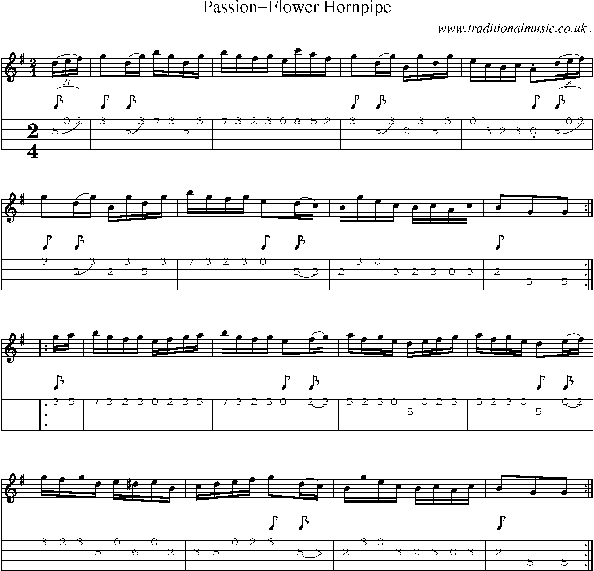 Sheet-Music and Mandolin Tabs for Passion-flower Hornpipe