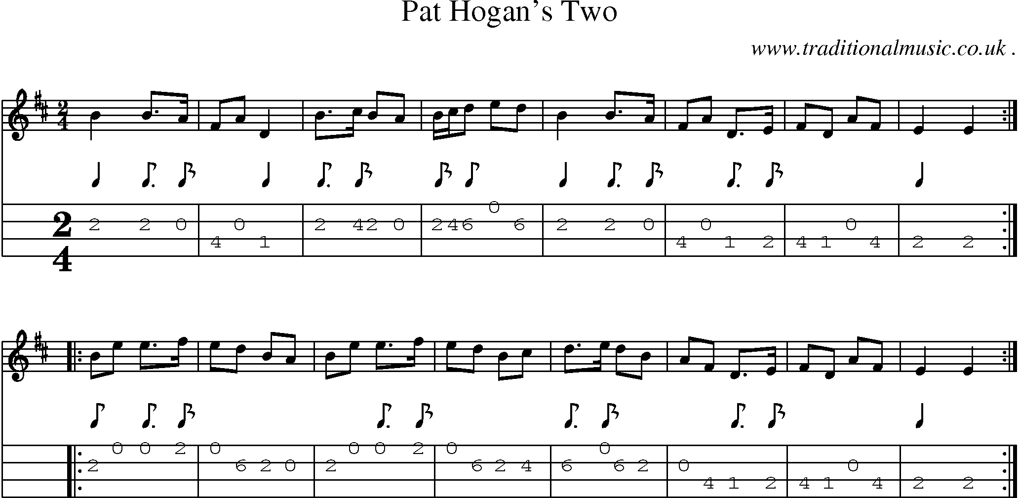 Sheet-Music and Mandolin Tabs for Pat Hogans Two