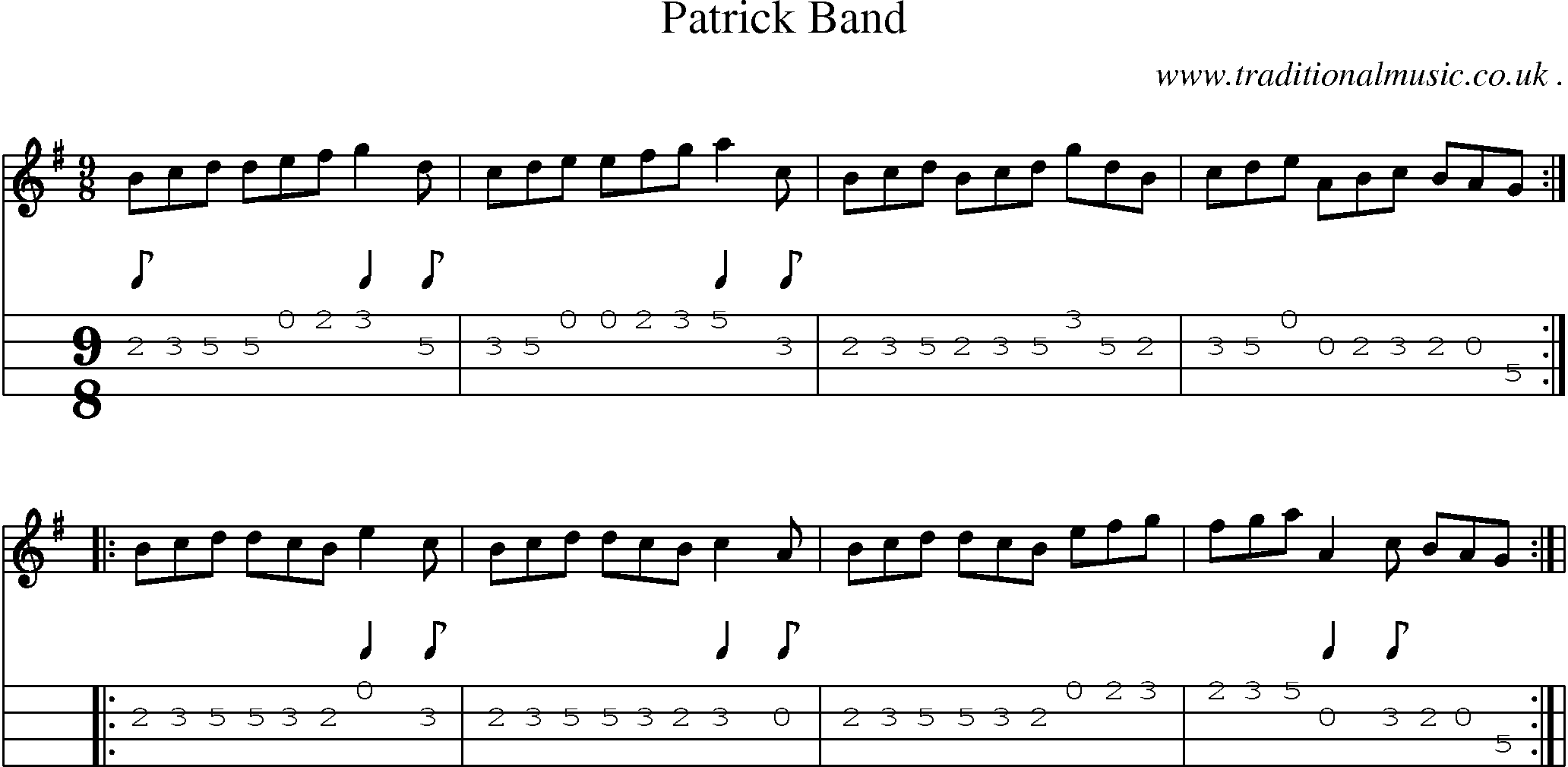 Sheet-Music and Mandolin Tabs for Patrick Band