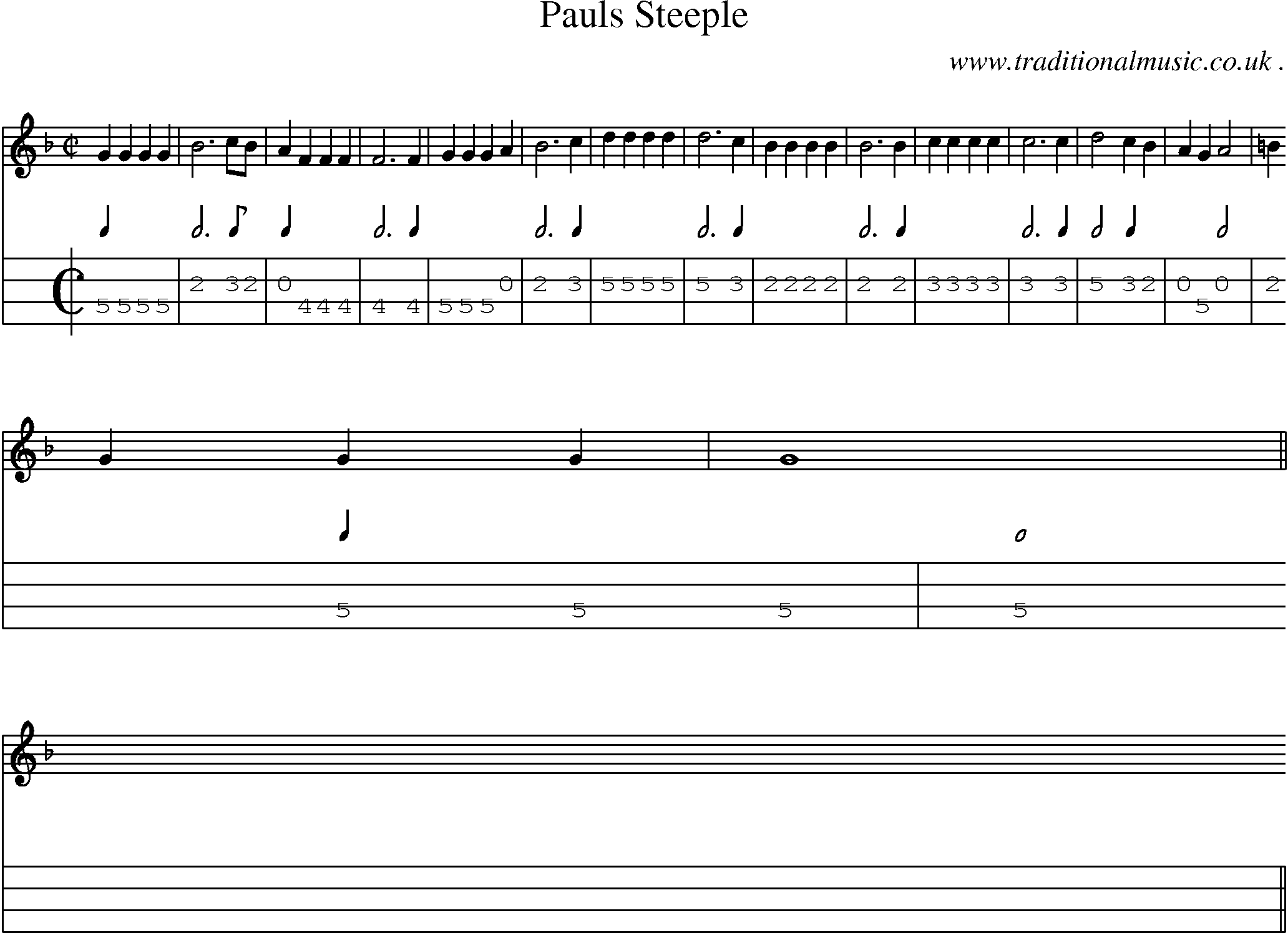 Sheet-Music and Mandolin Tabs for Pauls Steeple