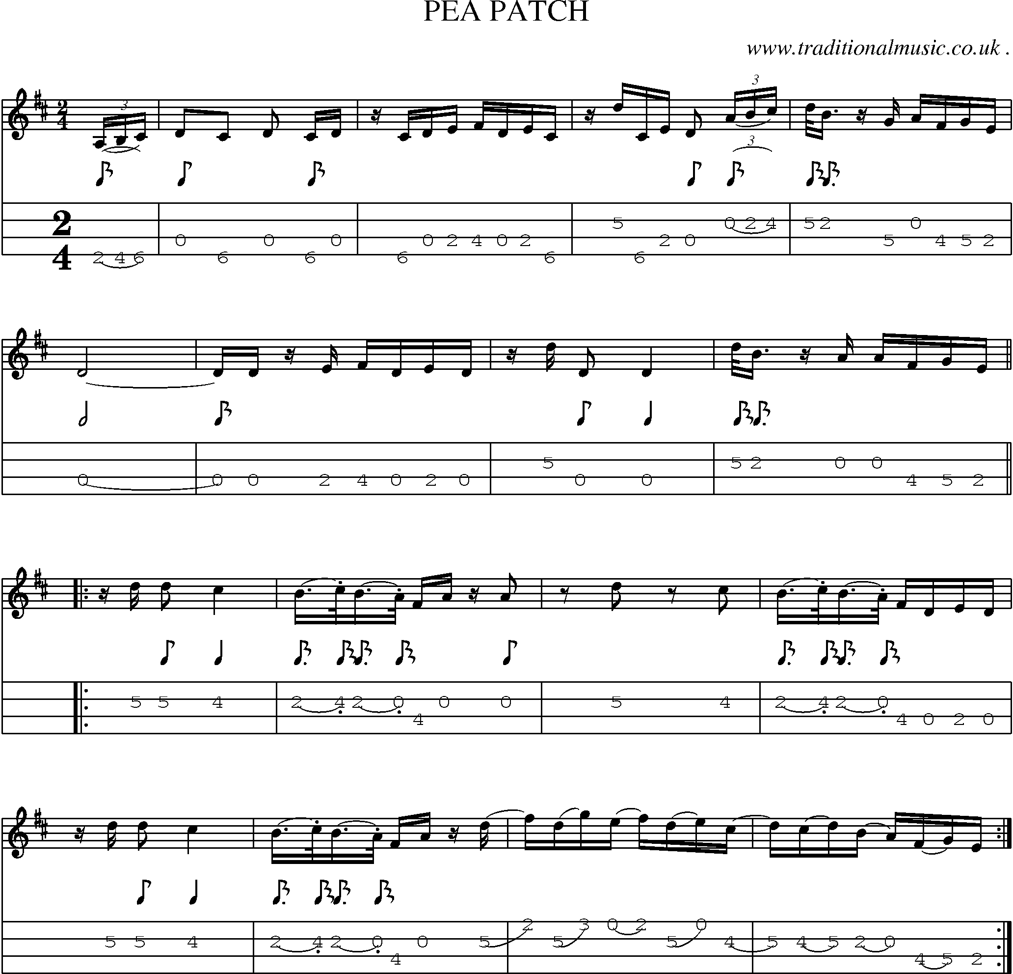Sheet-Music and Mandolin Tabs for Pea Patch