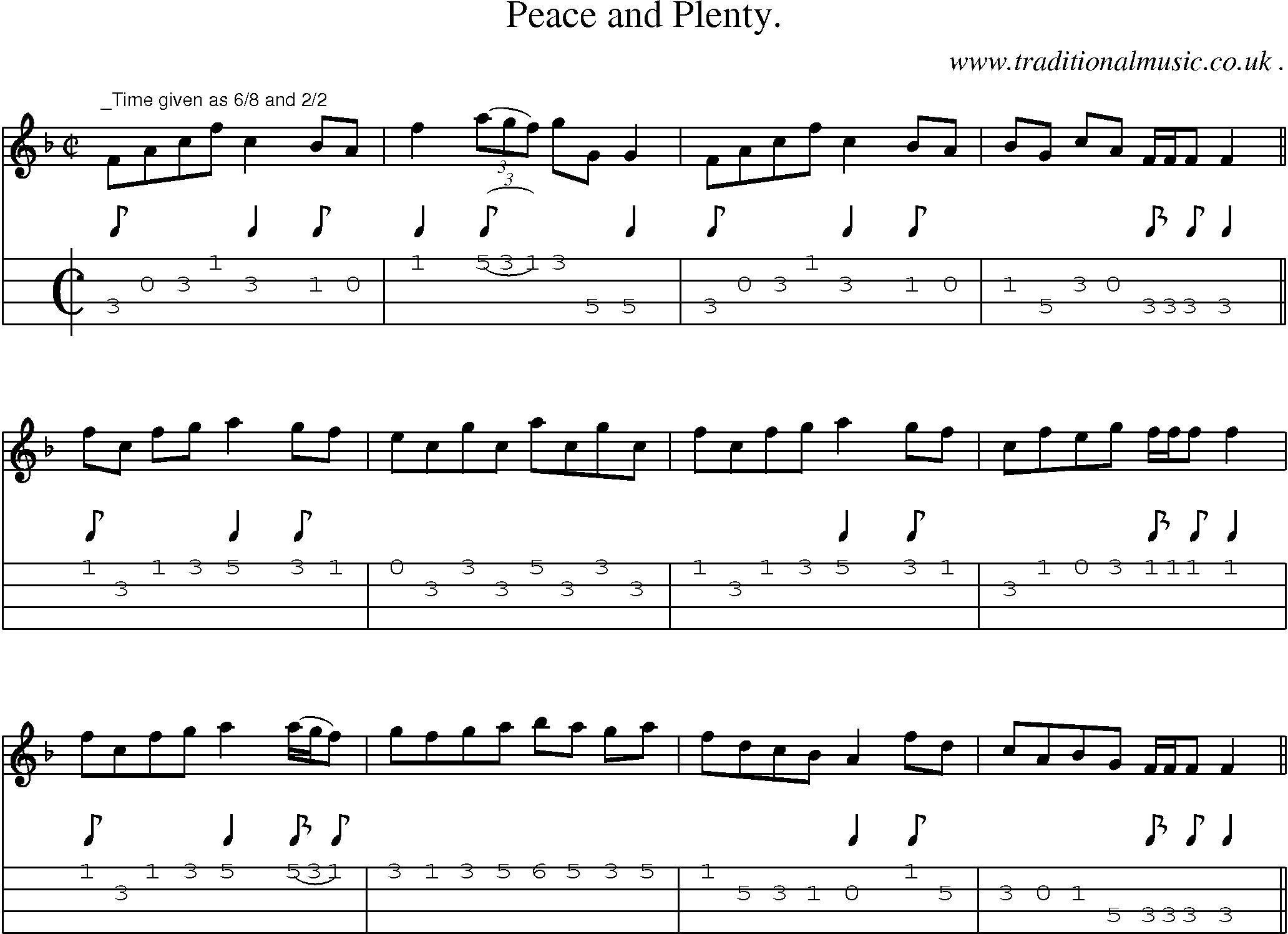 Sheet-Music and Mandolin Tabs for Peace And Plenty