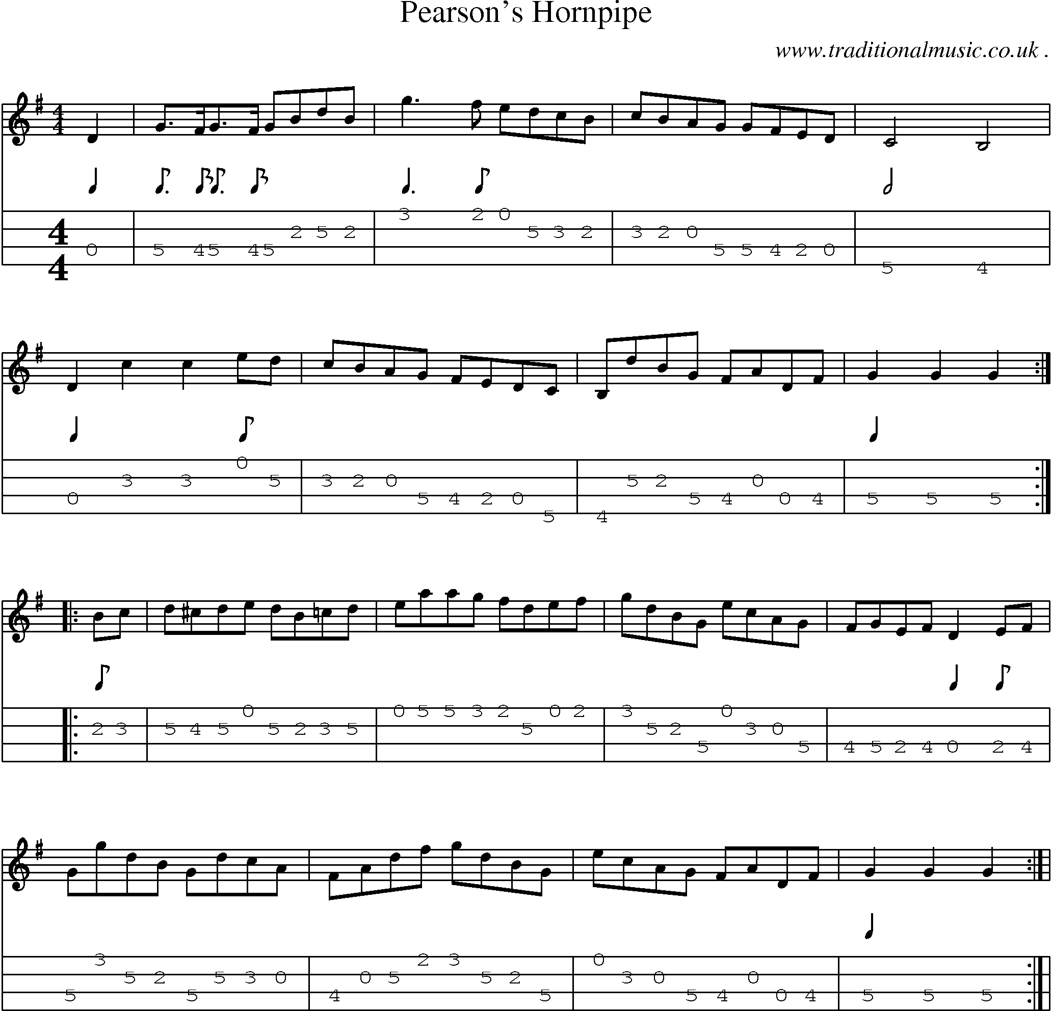 Sheet-Music and Mandolin Tabs for Pearsons Hornpipe