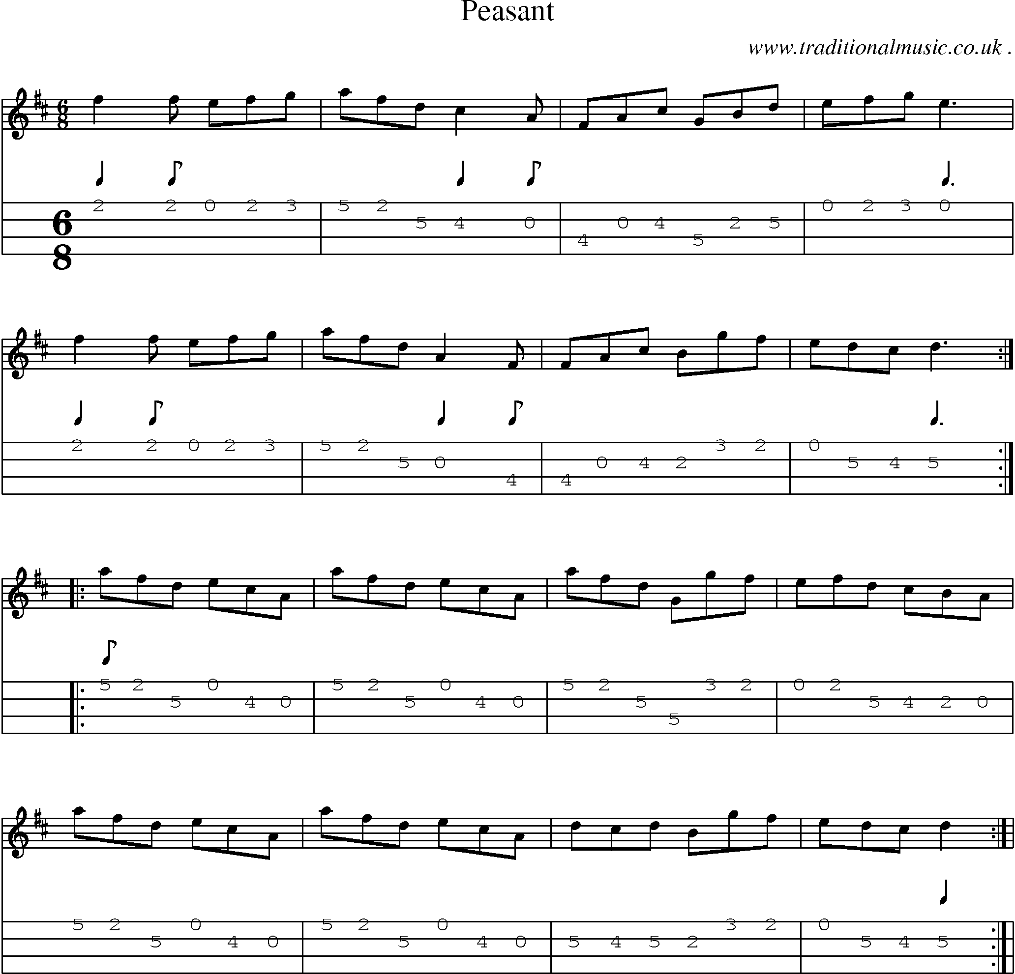 Sheet-Music and Mandolin Tabs for Peasant