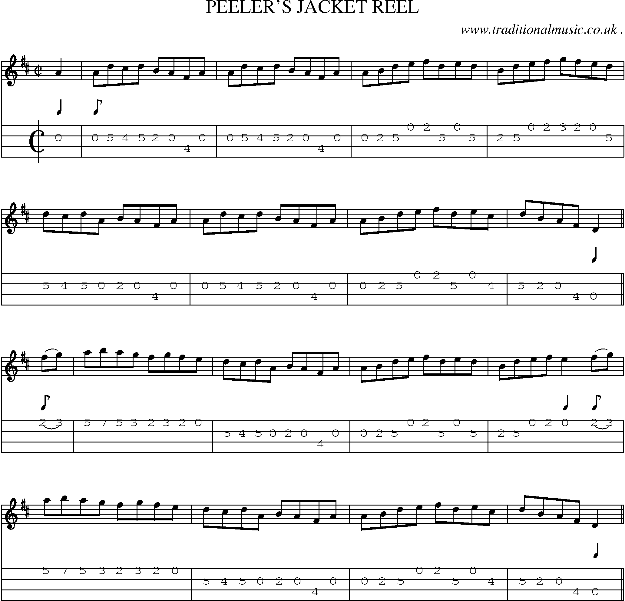 Sheet-Music and Mandolin Tabs for Peelers Jacket Reel