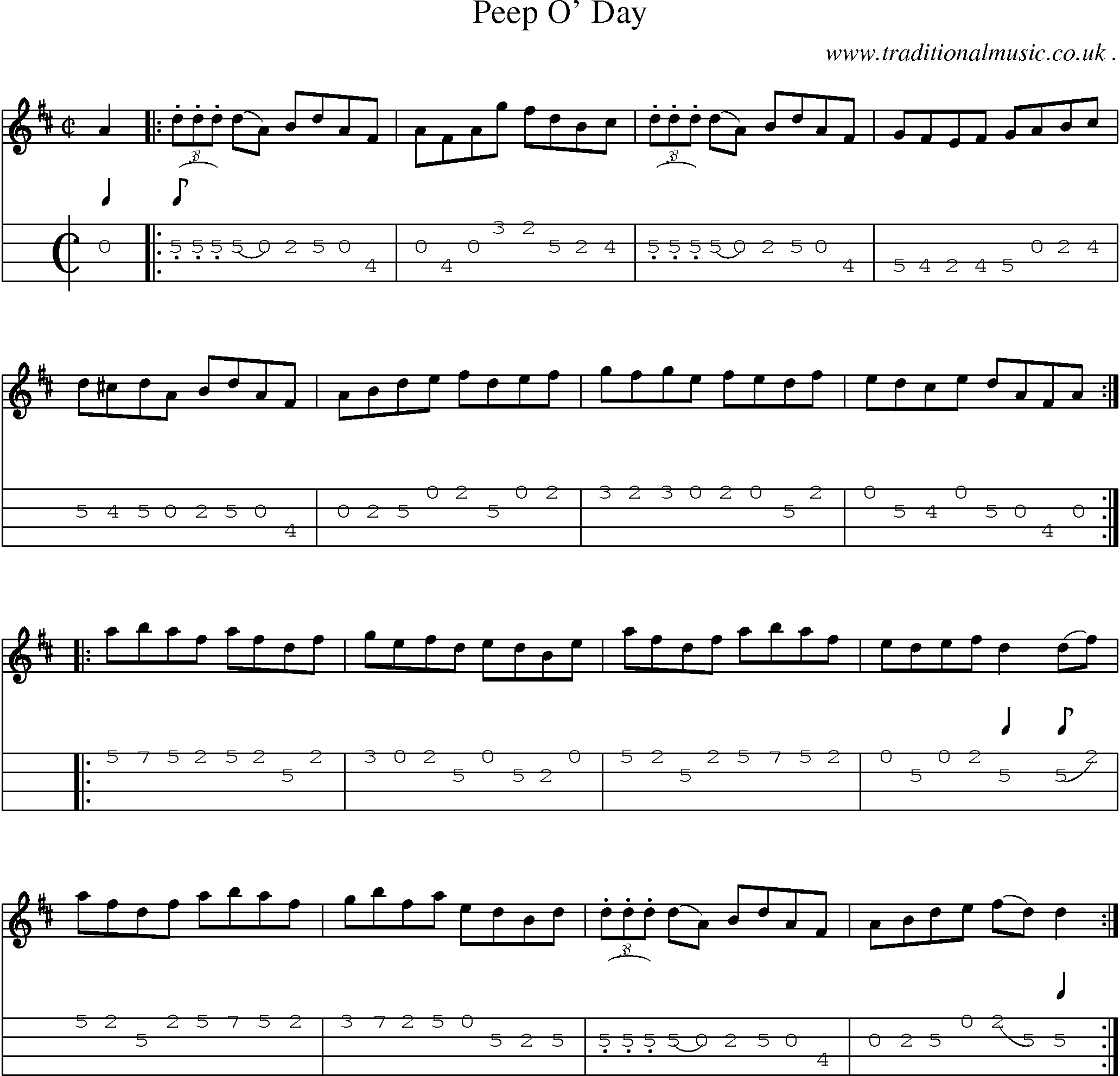 Sheet-Music and Mandolin Tabs for Peep O Day