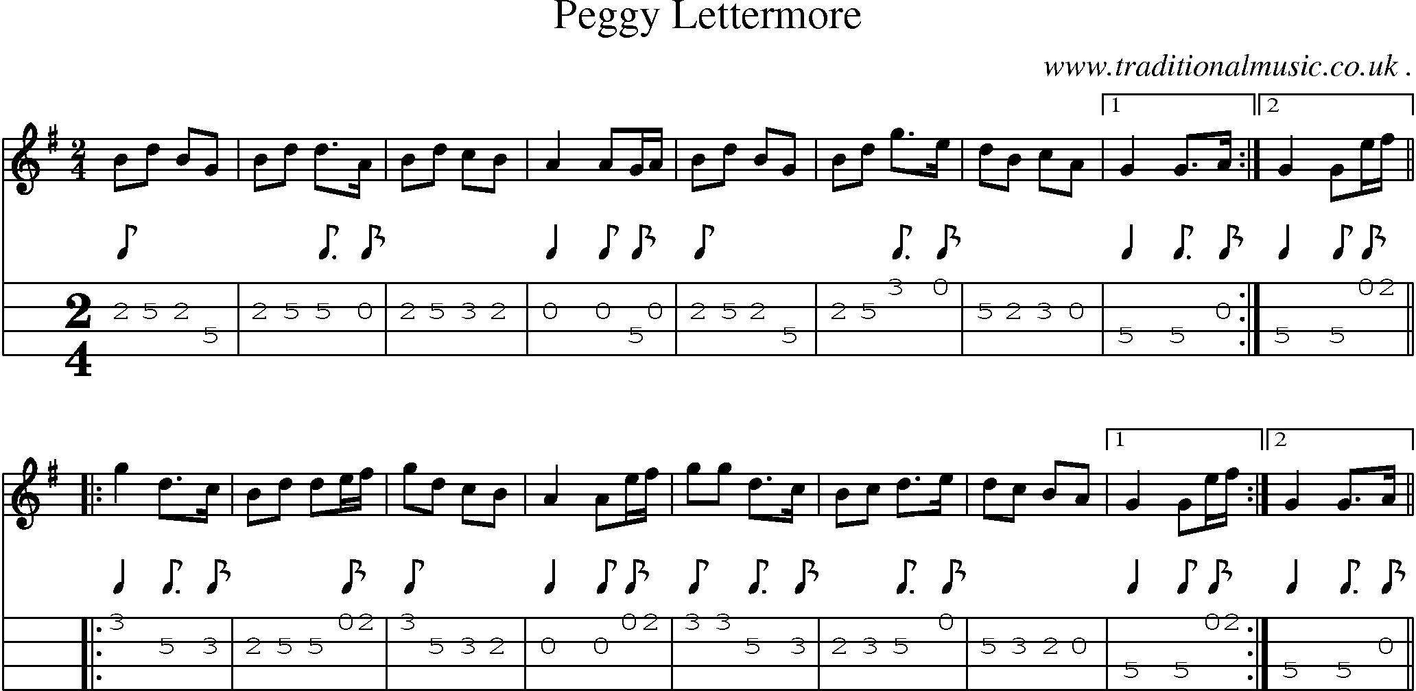 Sheet-Music and Mandolin Tabs for Peggy Lettermore