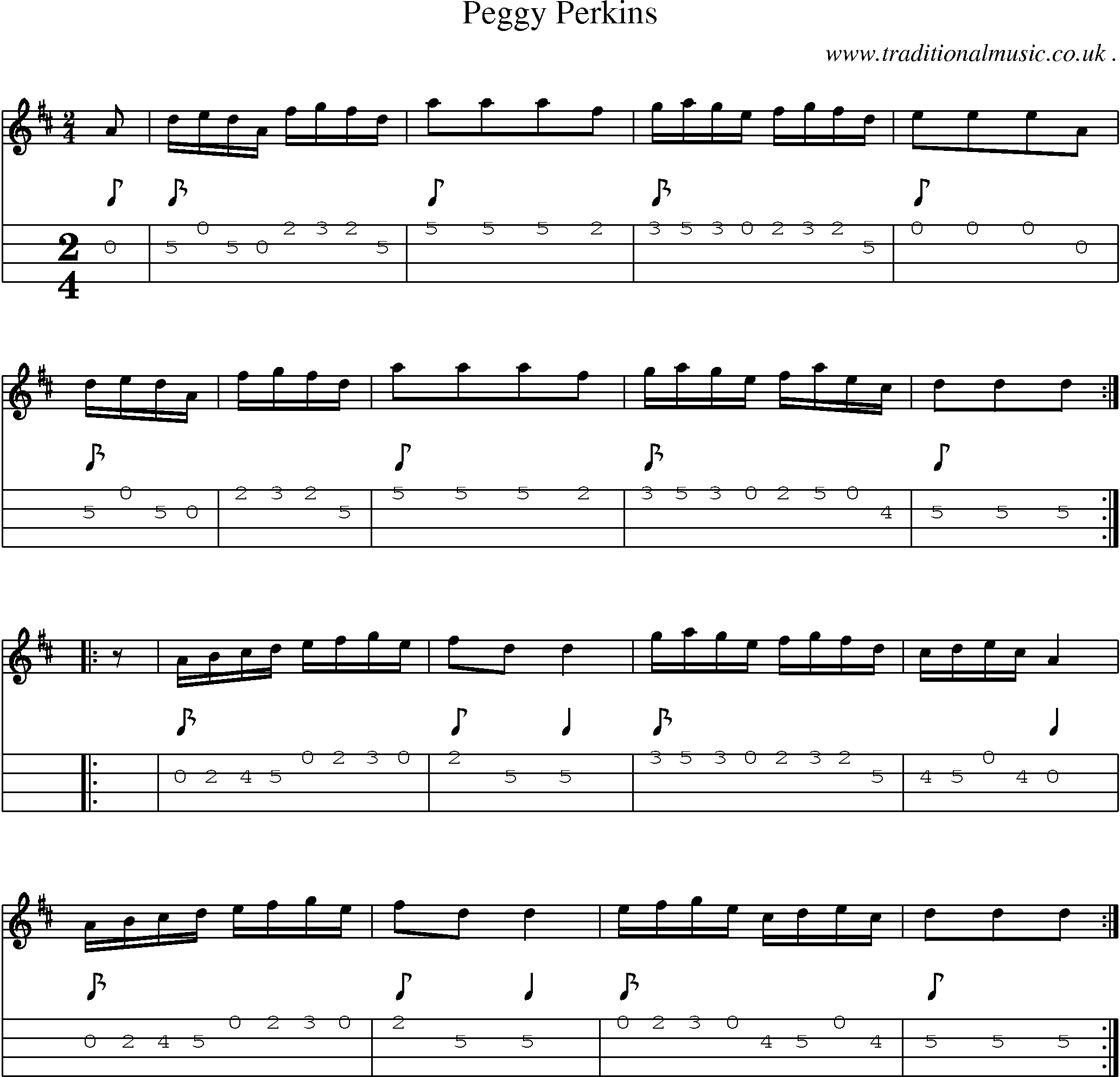 Sheet-Music and Mandolin Tabs for Peggy Perkins