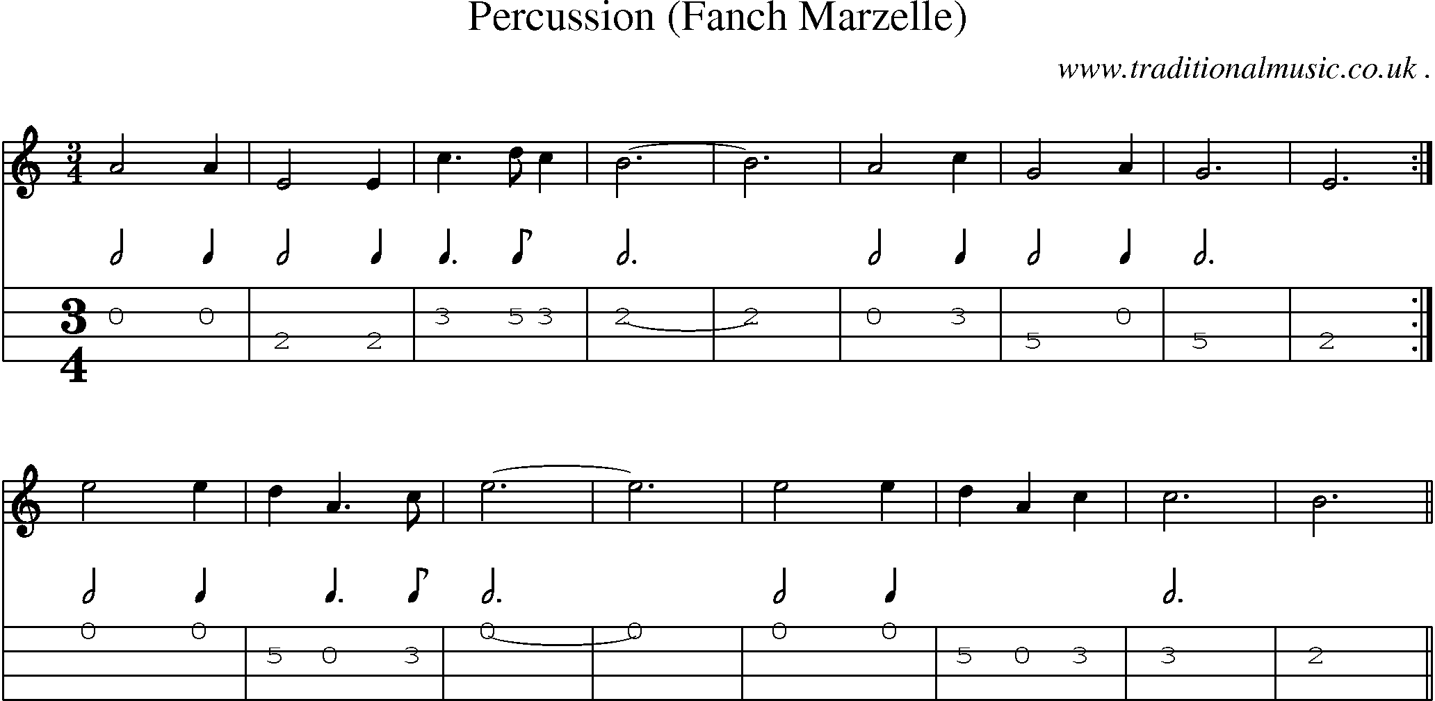 Sheet-Music and Mandolin Tabs for Percussion (fanch Marzelle)