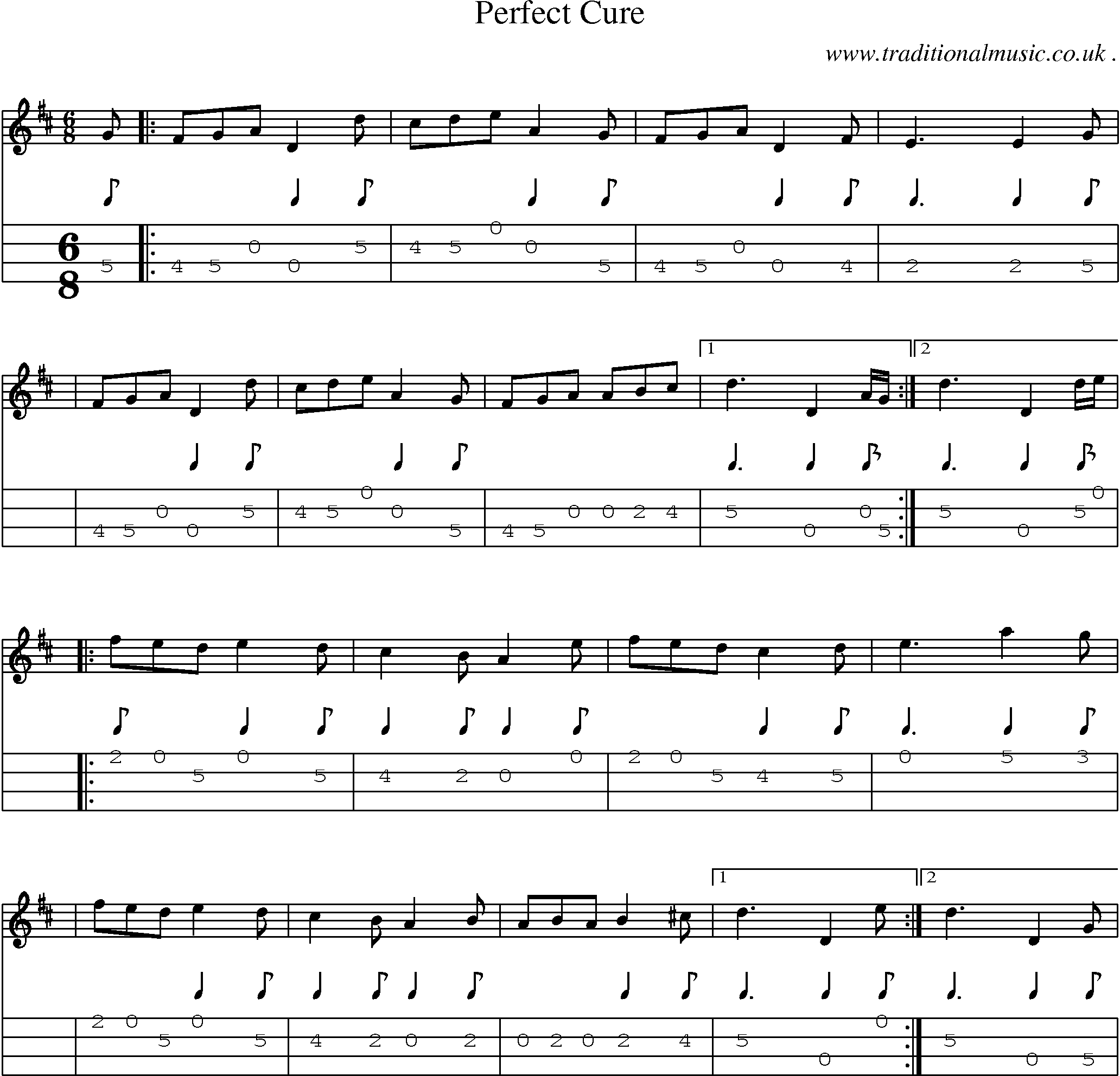 Sheet-Music and Mandolin Tabs for Perfect Cure