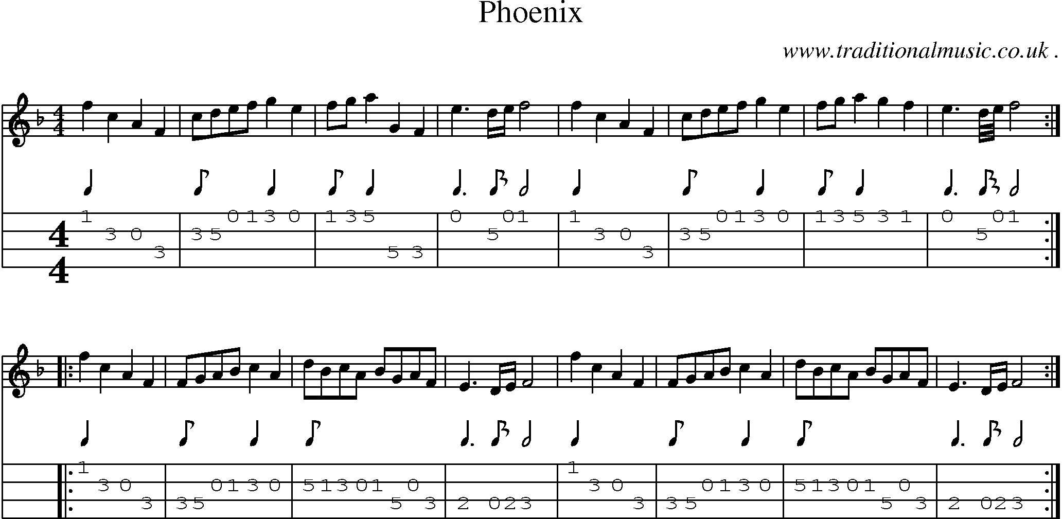 Sheet-Music and Mandolin Tabs for Phoenix