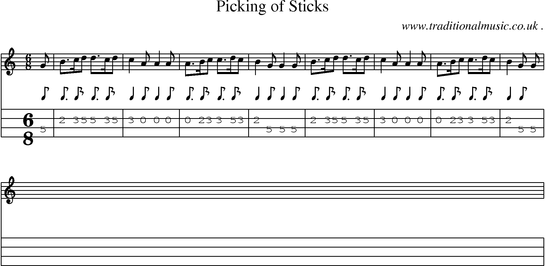 Sheet-Music and Mandolin Tabs for Picking Of Sticks