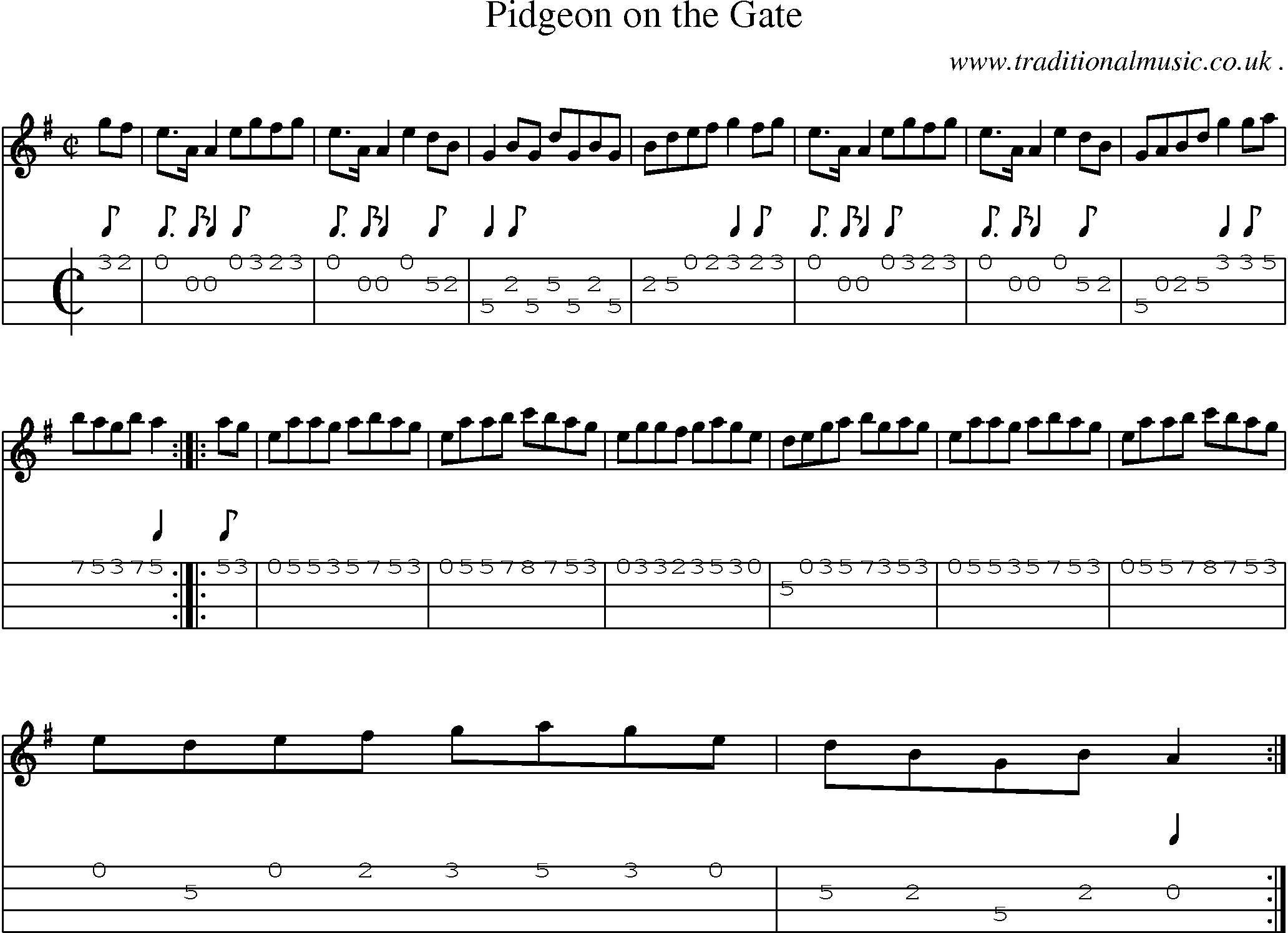 Sheet-Music and Mandolin Tabs for Pidgeon On The Gate
