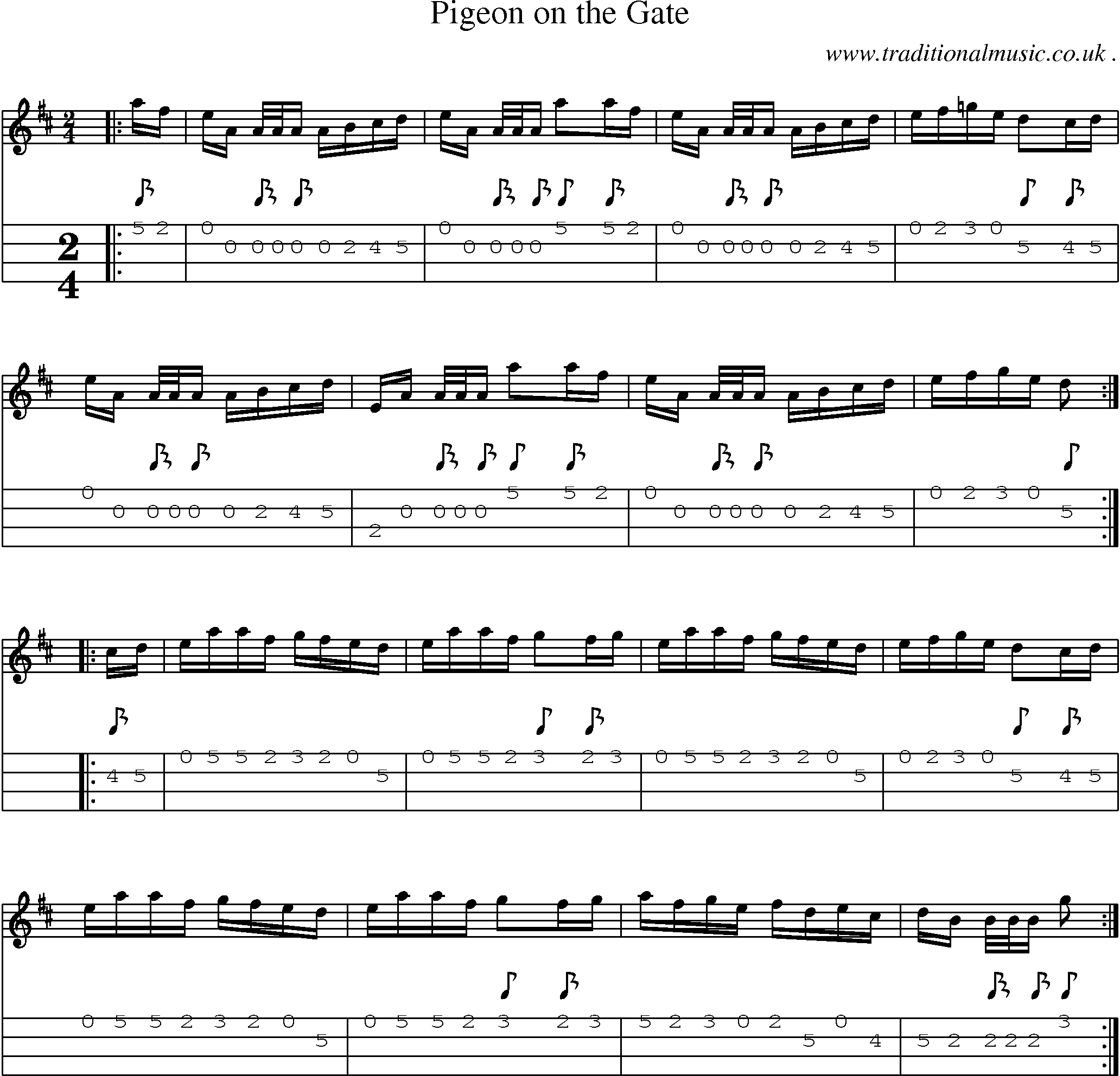 Sheet-Music and Mandolin Tabs for Pigeon On The Gate