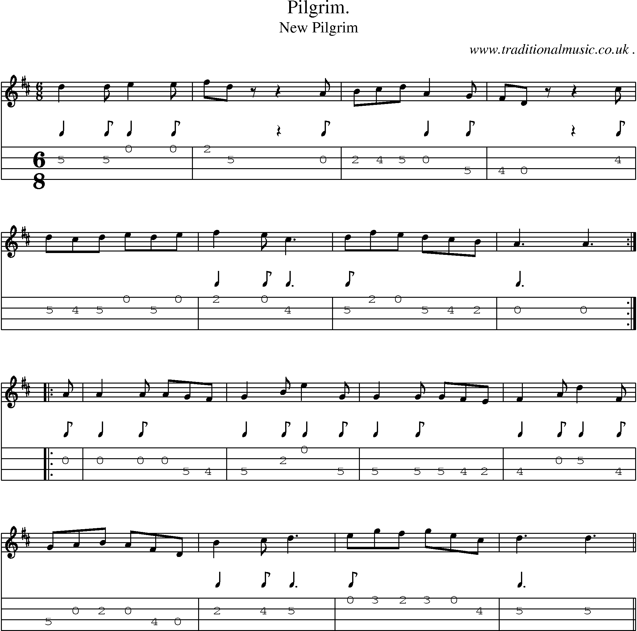 Sheet-Music and Mandolin Tabs for Pilgrim 