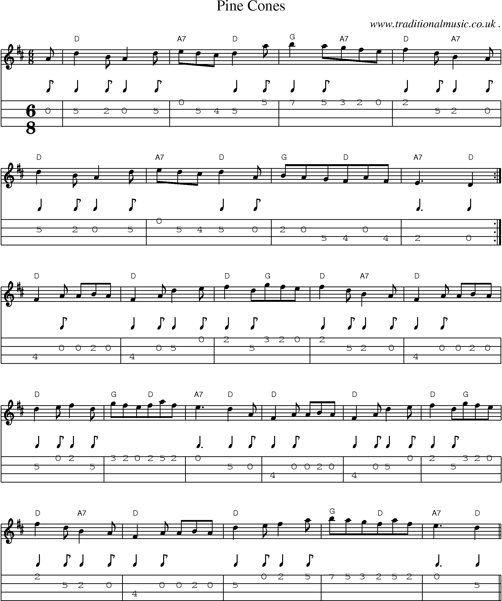 Sheet-Music and Mandolin Tabs for Pine Cones