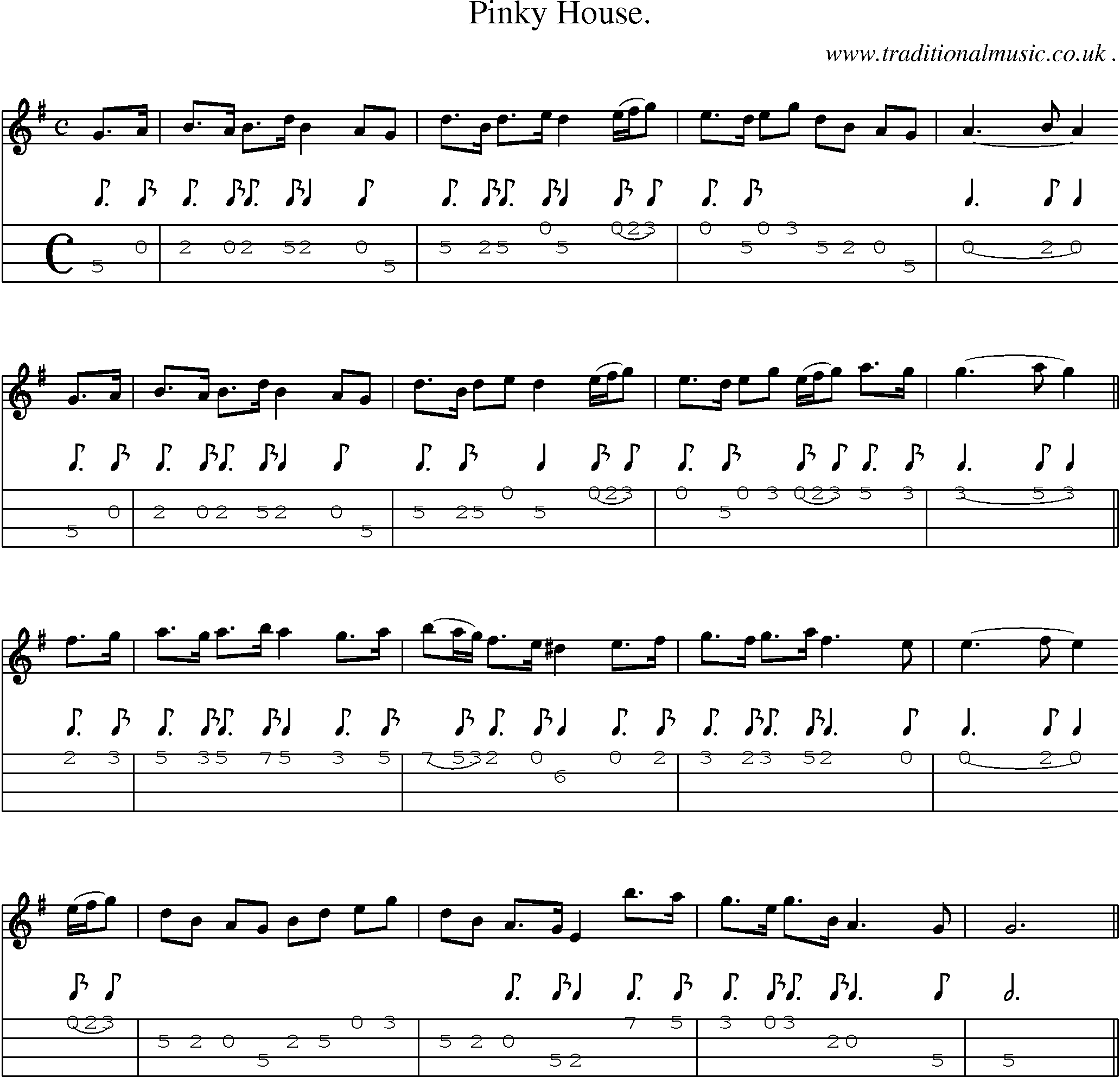 Sheet-Music and Mandolin Tabs for Pinky House