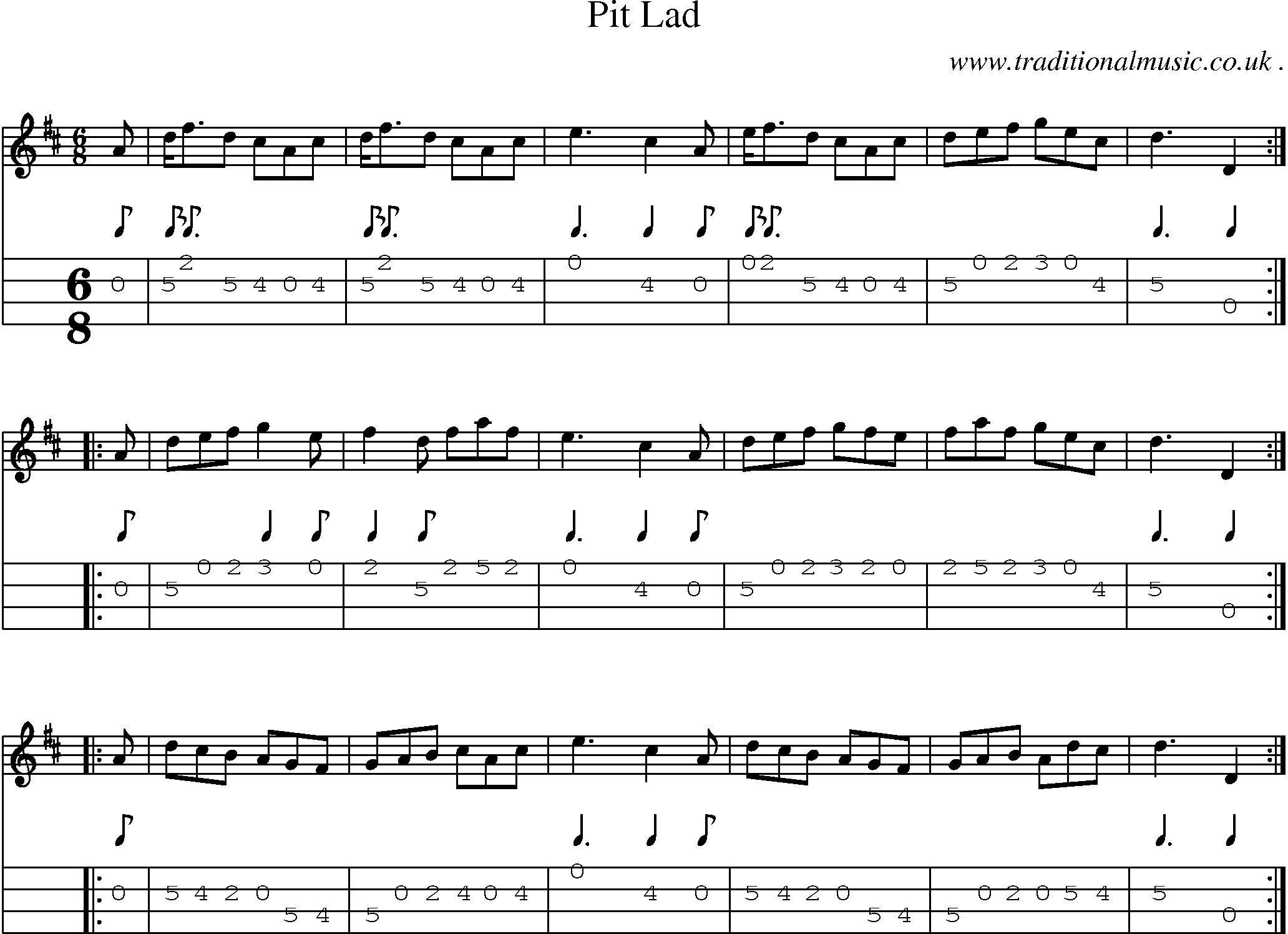 Sheet-Music and Mandolin Tabs for Pit Lad