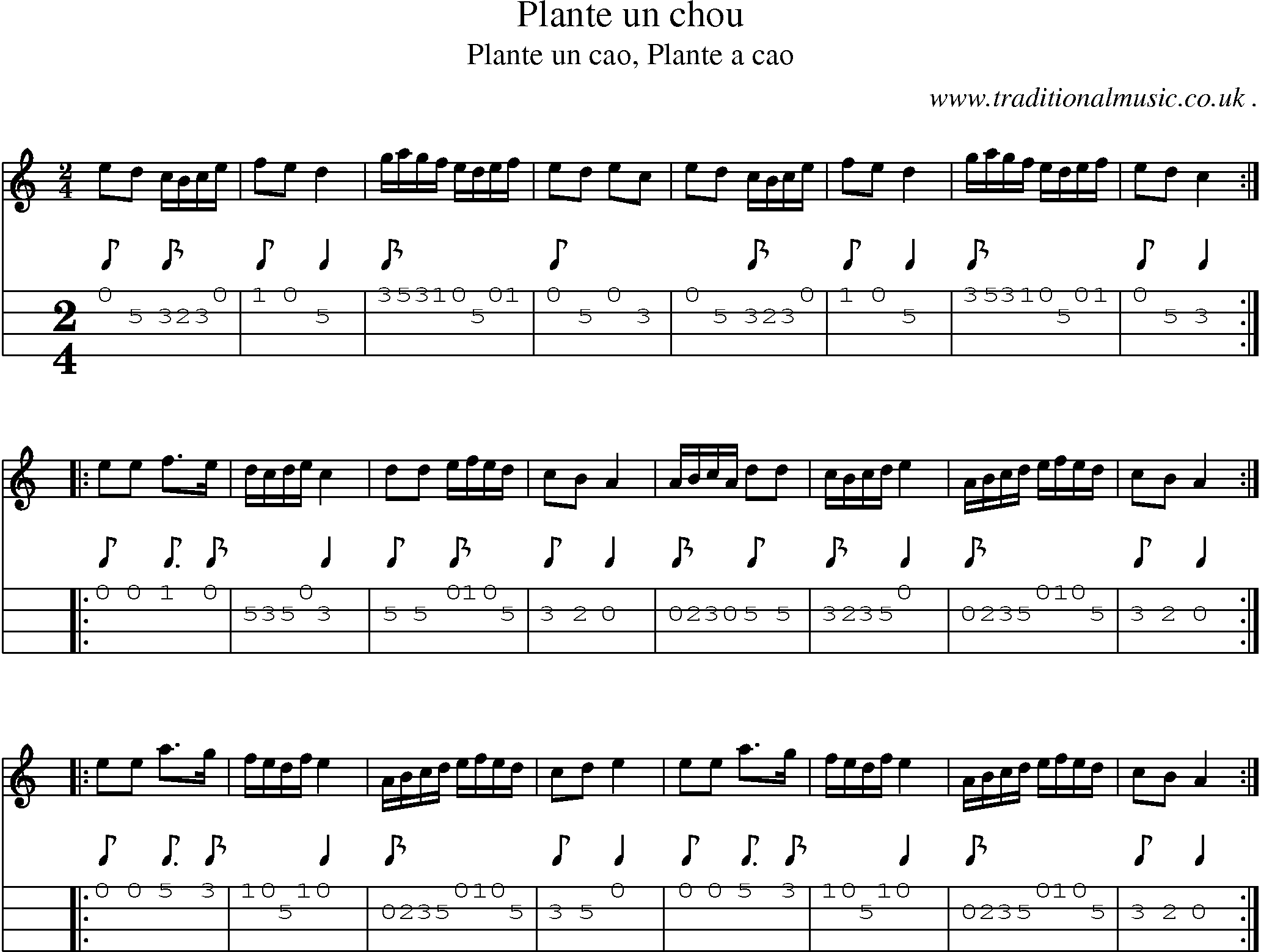 Sheet-Music and Mandolin Tabs for Plante Un Chou